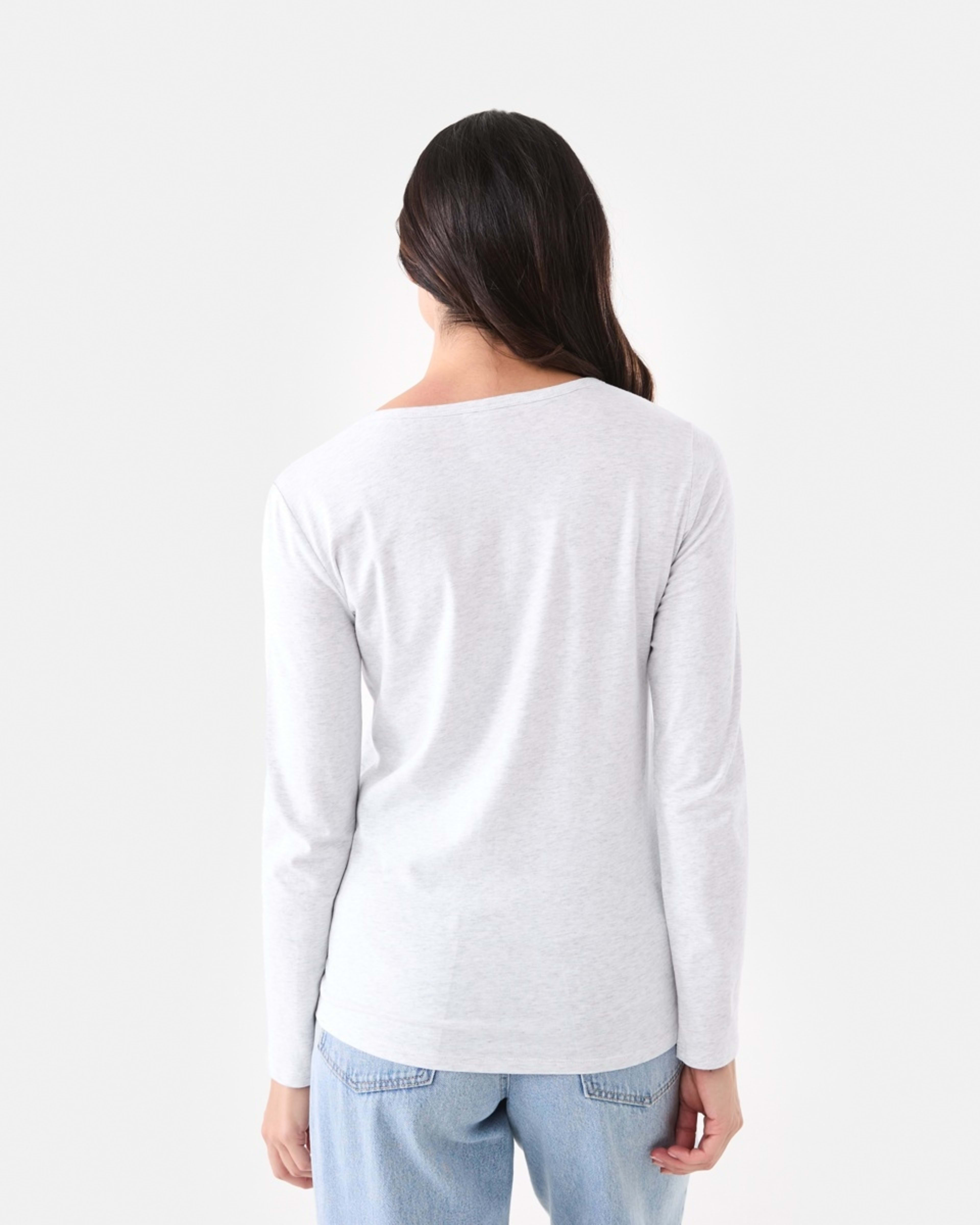 3 Long Sleeve Stretch V-Neck T-shirt Wht Marle, 3 of 5