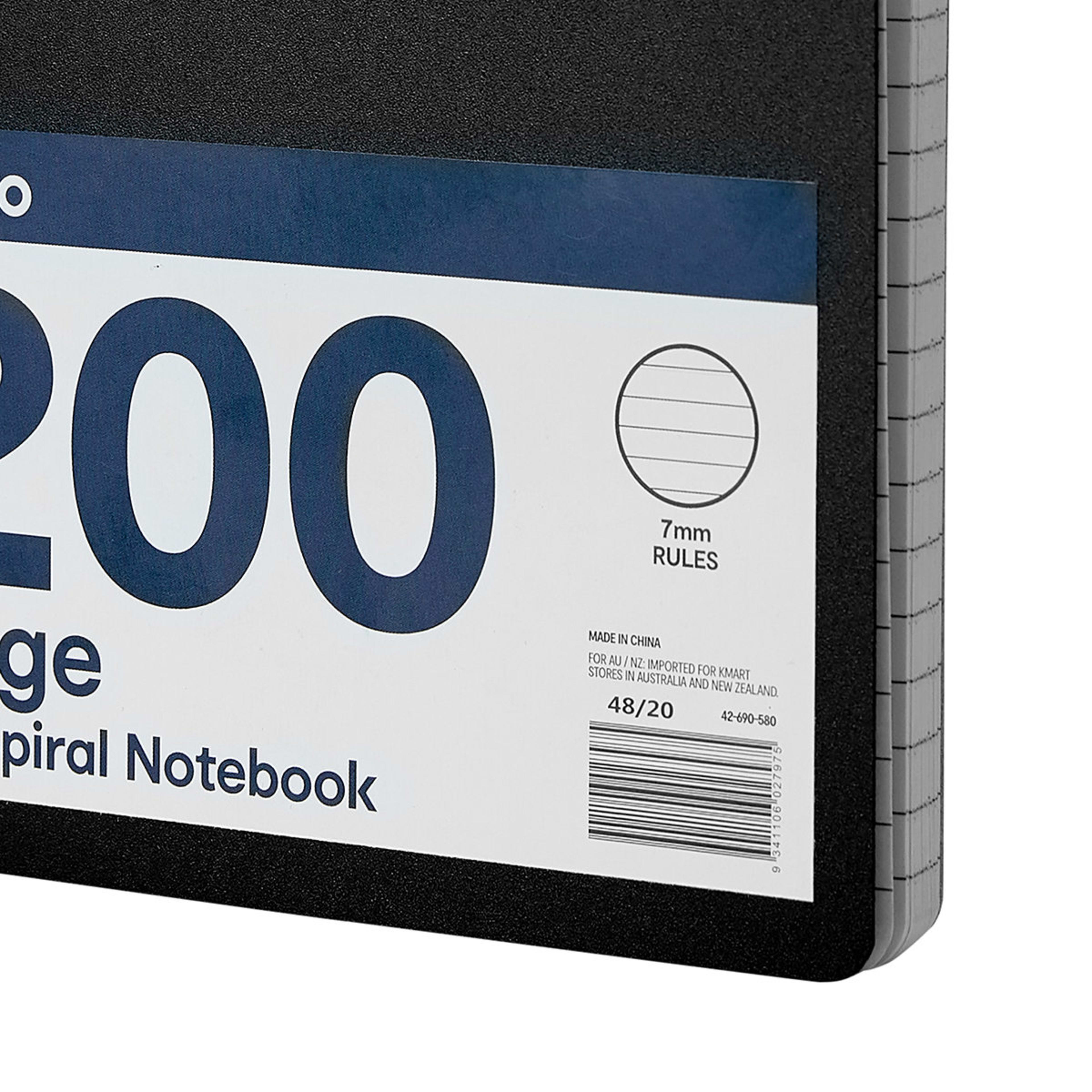 200 Page A5 PP Spiral Notebook Kmart