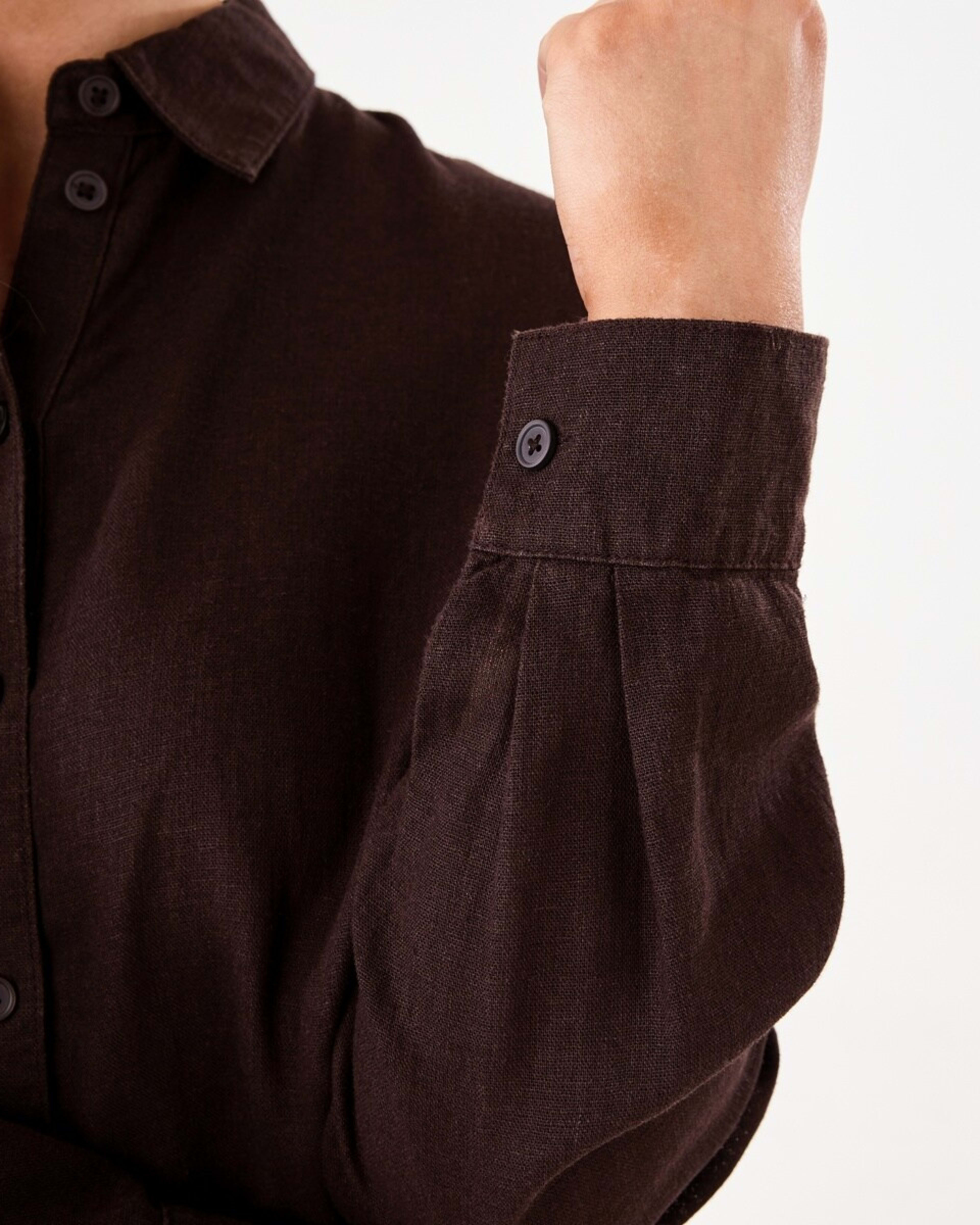 6 Long Sleeve Linen Blend Shirt MELTED CHOCOLATE, 6 of 6