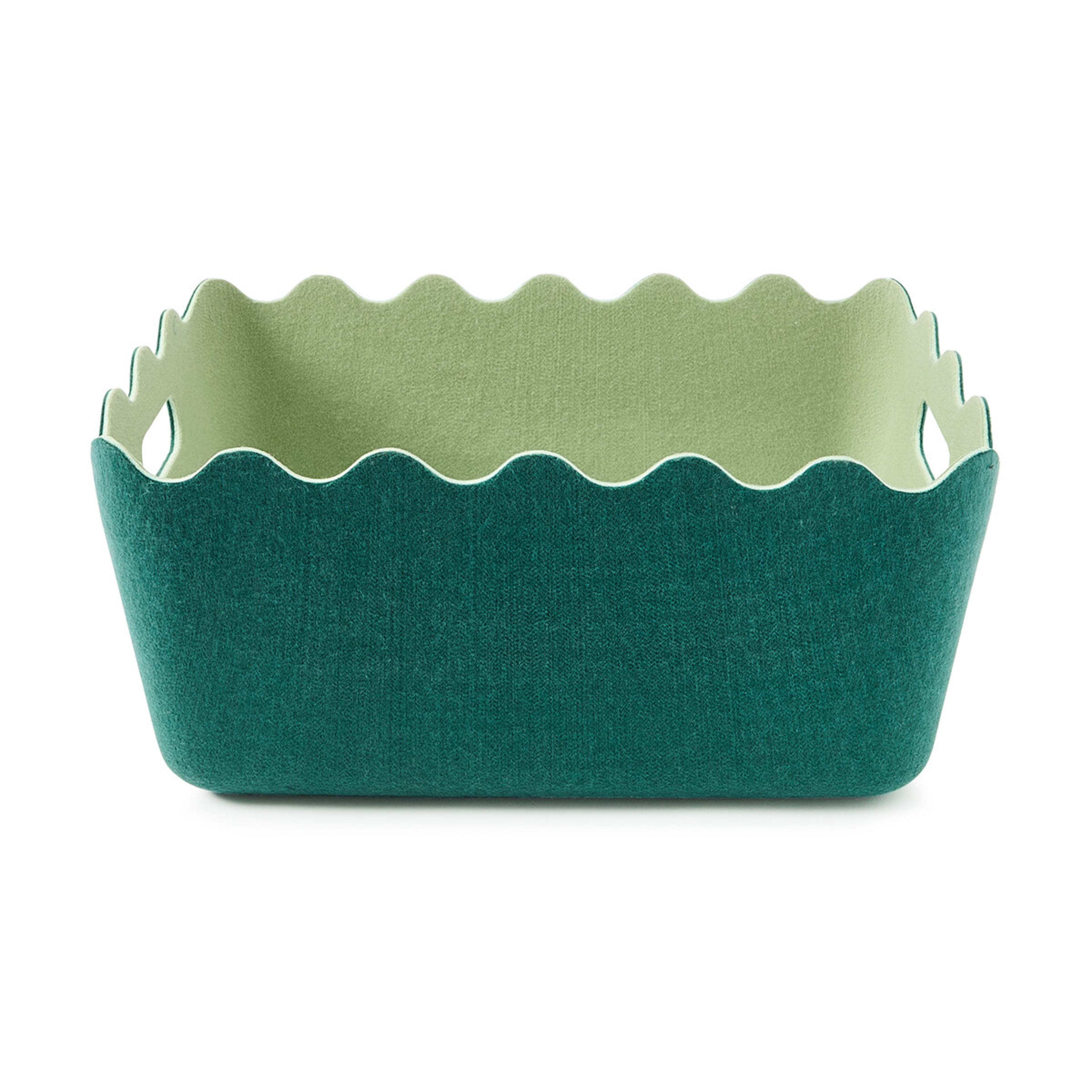 3 Two Tone Wave Felt Basket - Green, 3 of 8