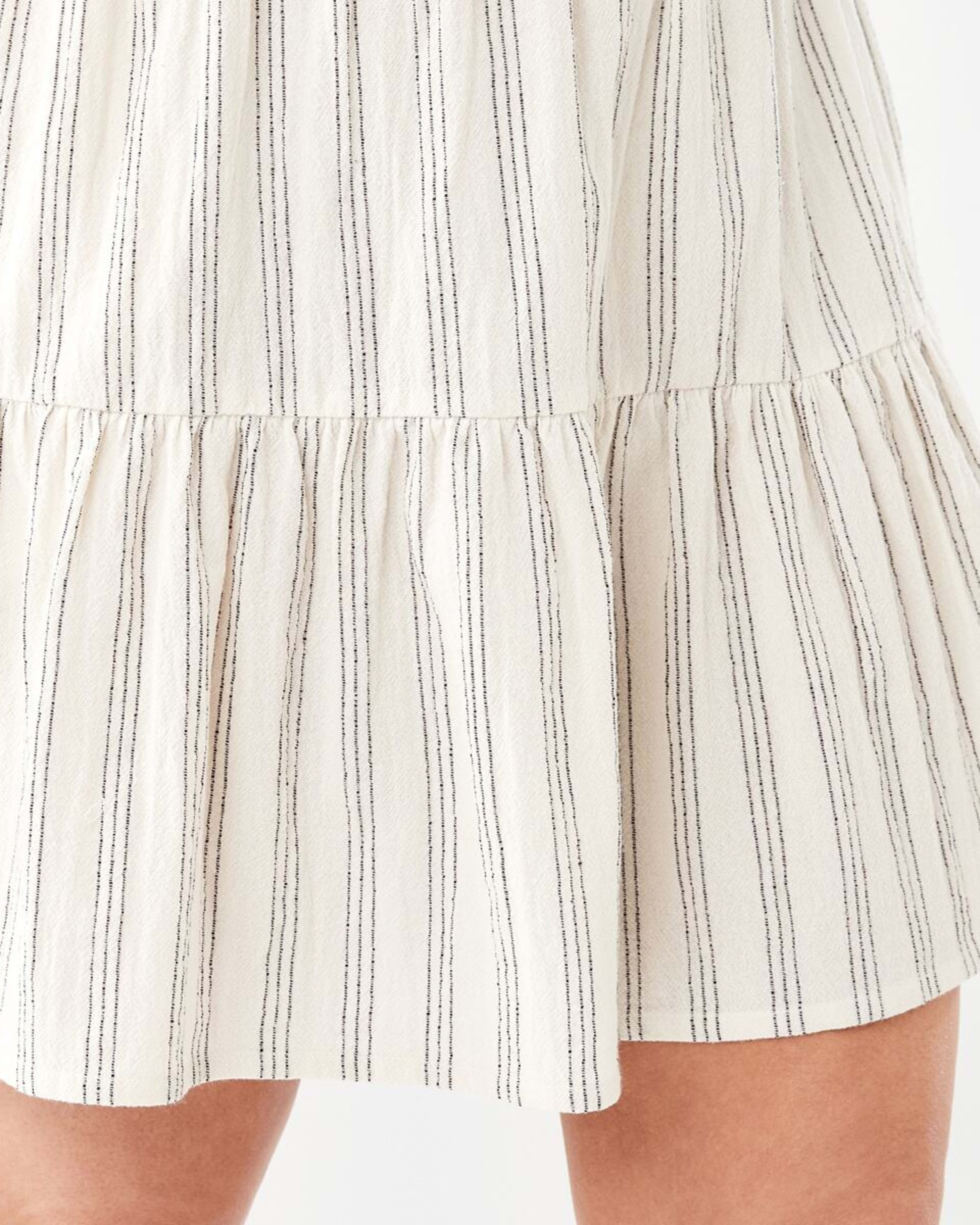10 Short Sleeve Shirred Waist Mini Dress TRIPPLE STRIPE NATURAL BEIGE, 10 of 11