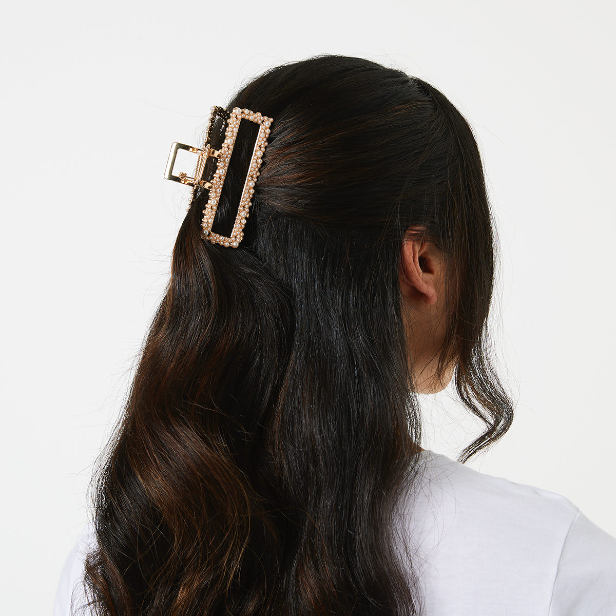 Faux Pearl Gold Tone Claw Hair Clip - Kmart