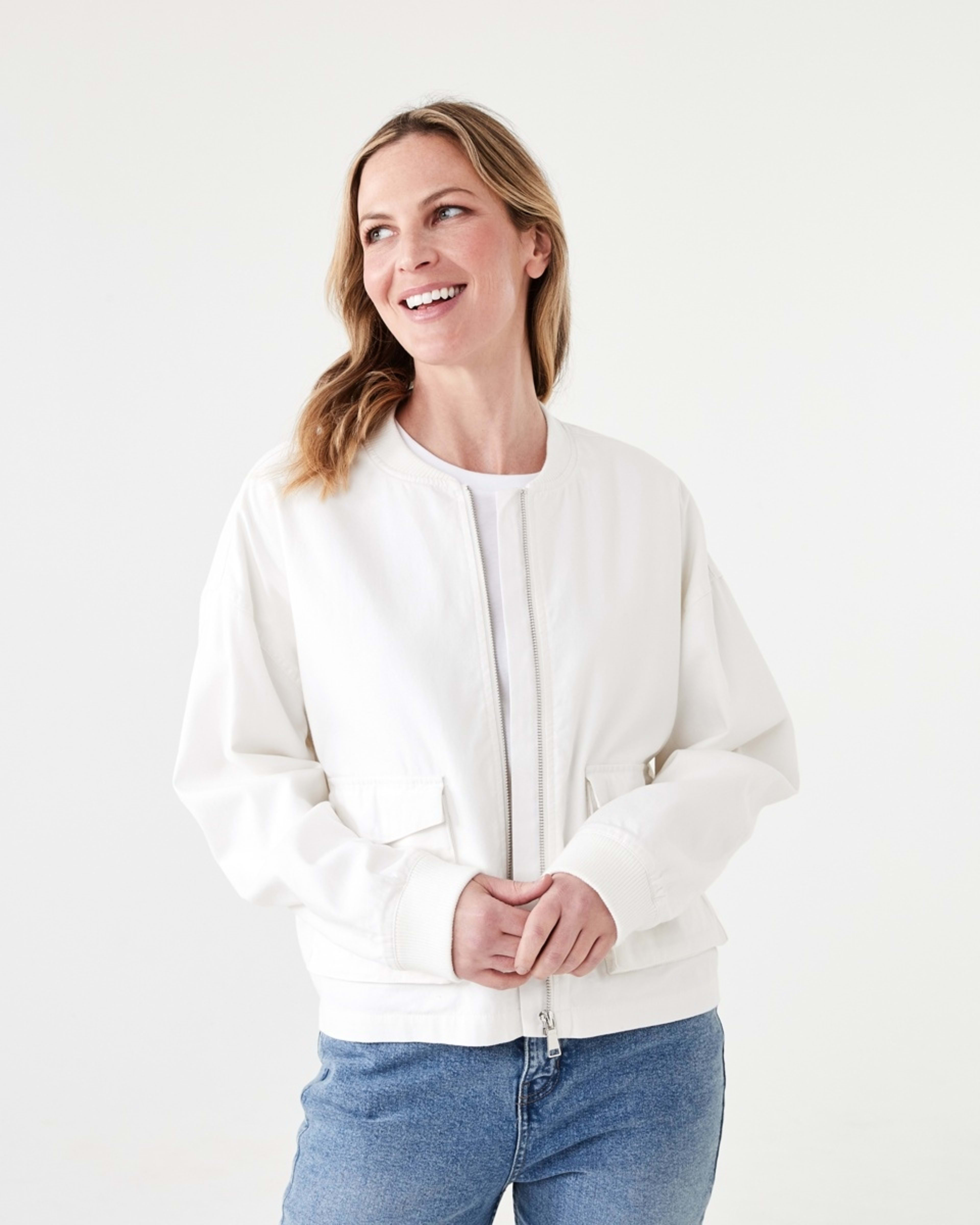 1 Cotton Blend Bomber Jacket SNOW WHITE, 1 of 7