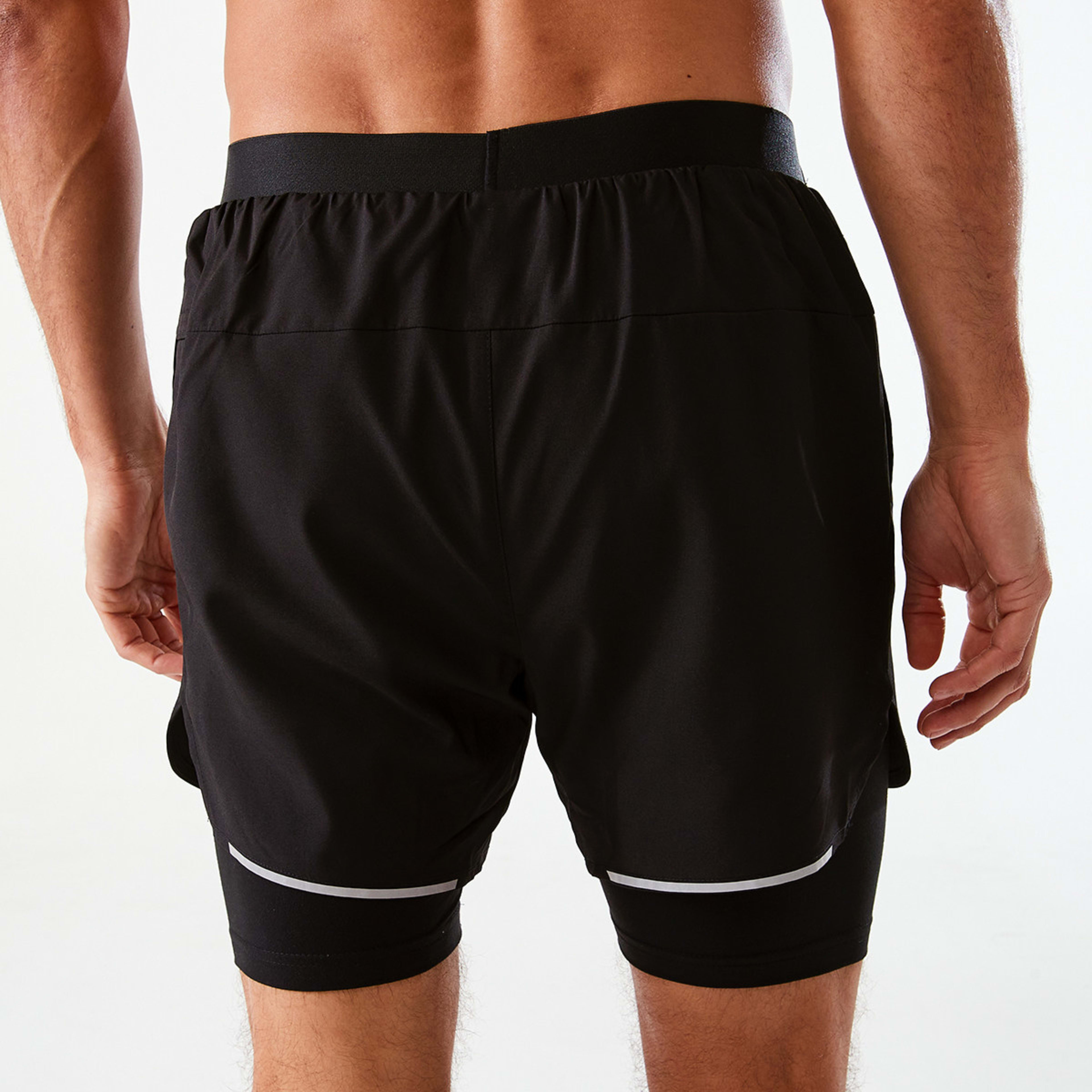 3 Active Mens Dual Layer Shorts Black, 3 of 7