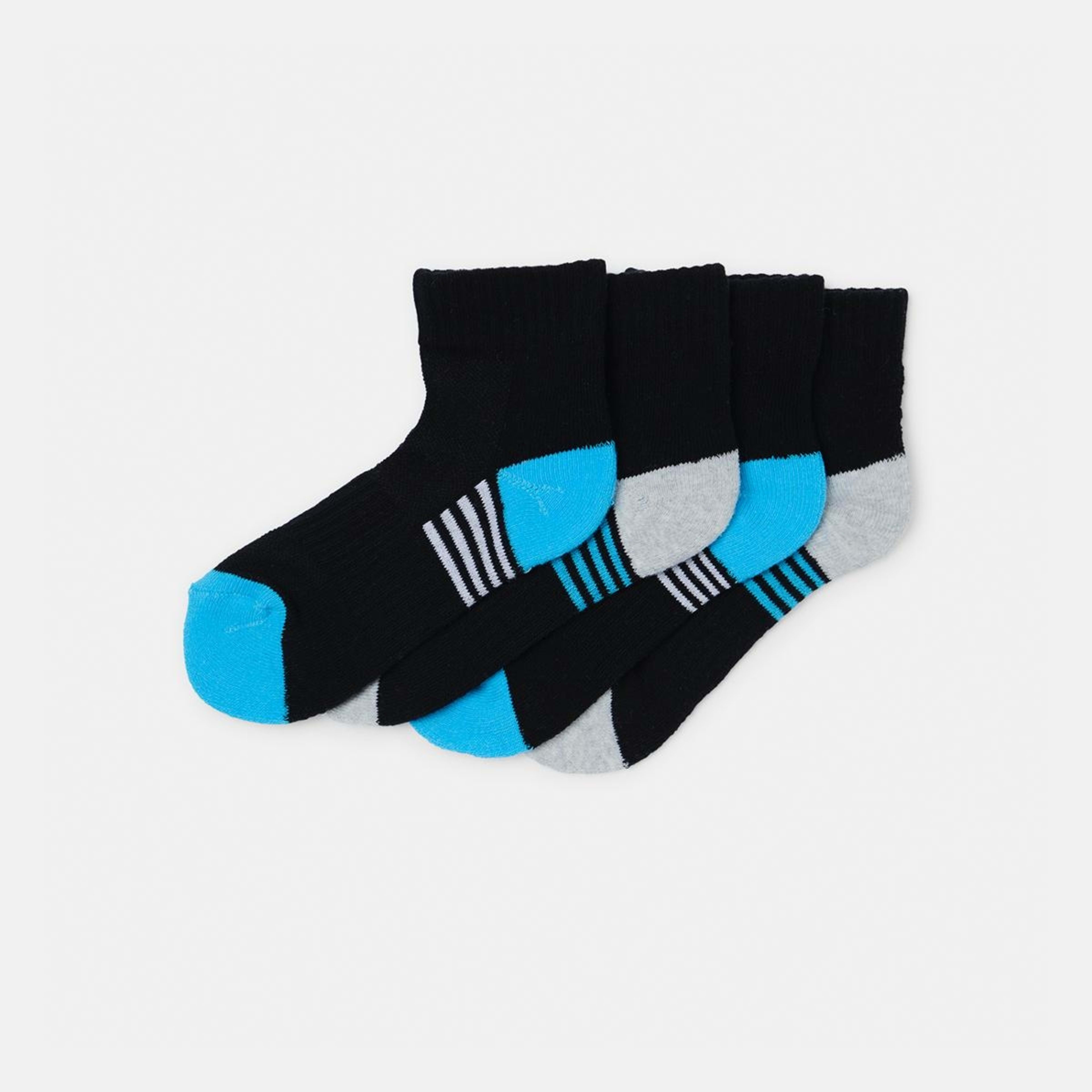 1 4 Pack Active Kids Quarter Crew Socks F24 Black, 1 of 3