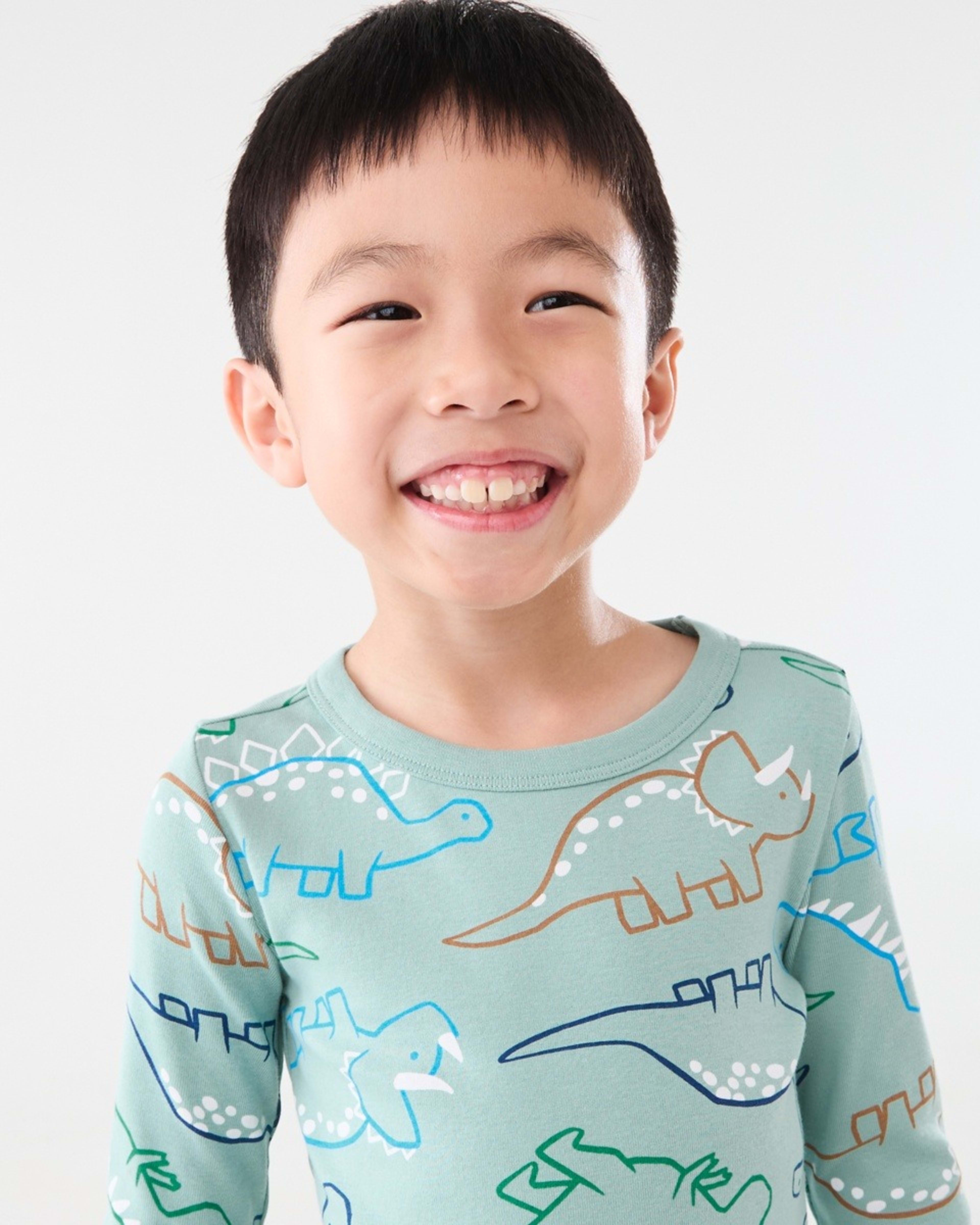 3 Rib Pyjama Set Blu Dino, 3 of 8
