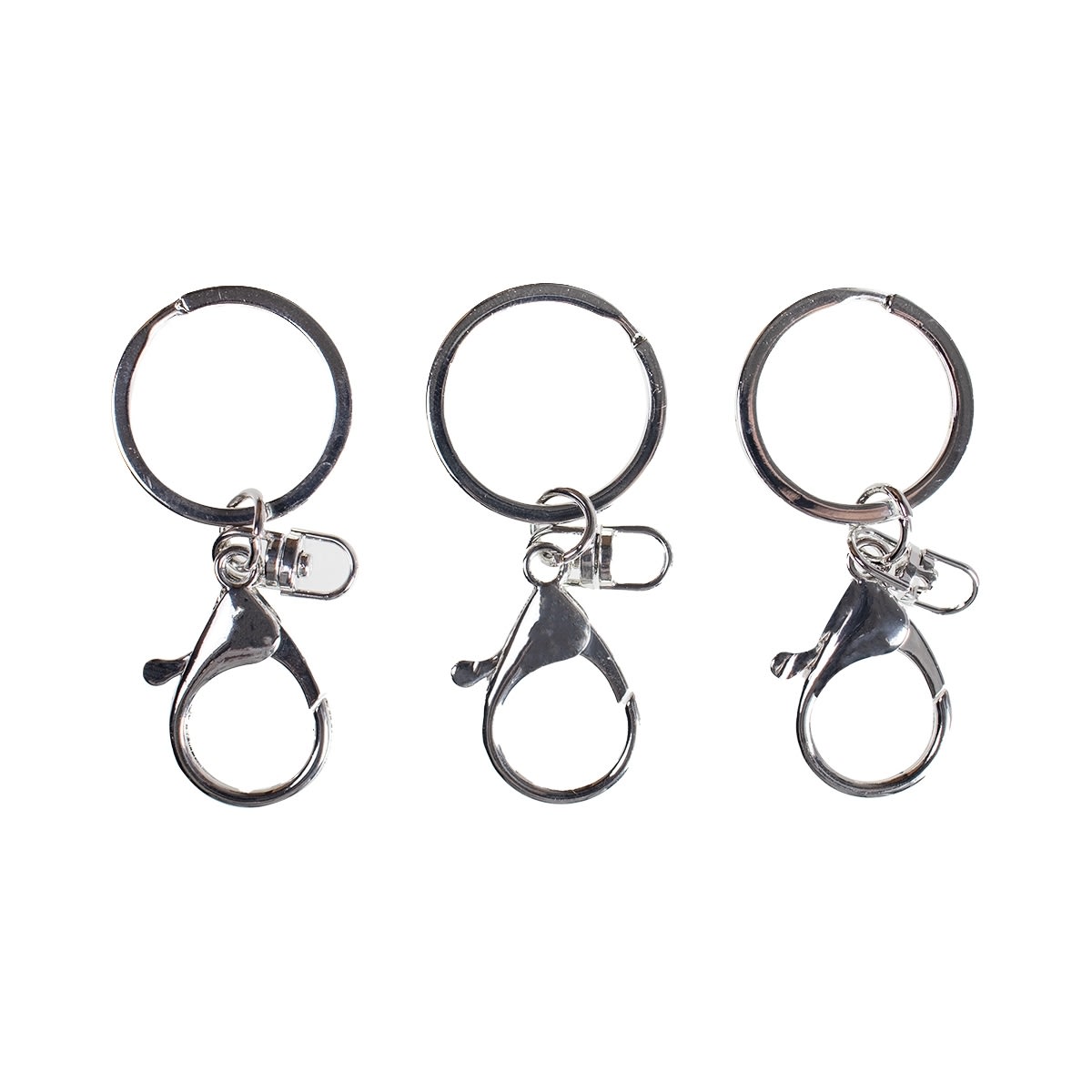 3 Piece Keyrings Silver Look Kmart
