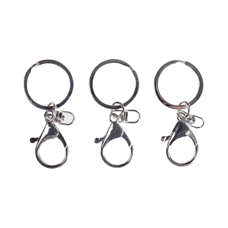 3 Piece Keyrings - Silver Look - Kmart