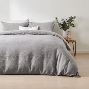 Giselle Cotton Quilt Cover Set - King Bed, Grey