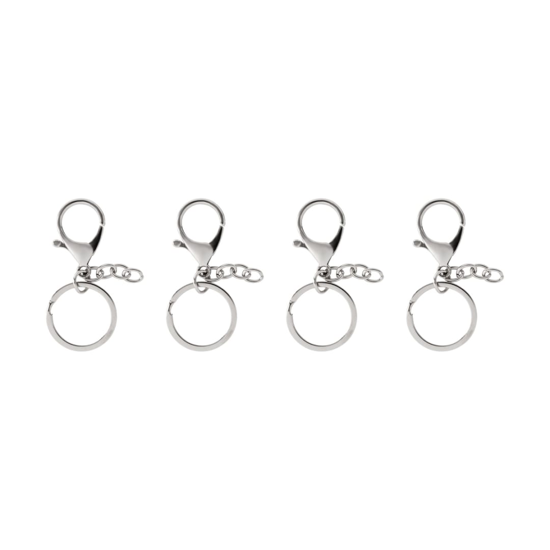 4 Pack Keyrings Silver Look Kmart