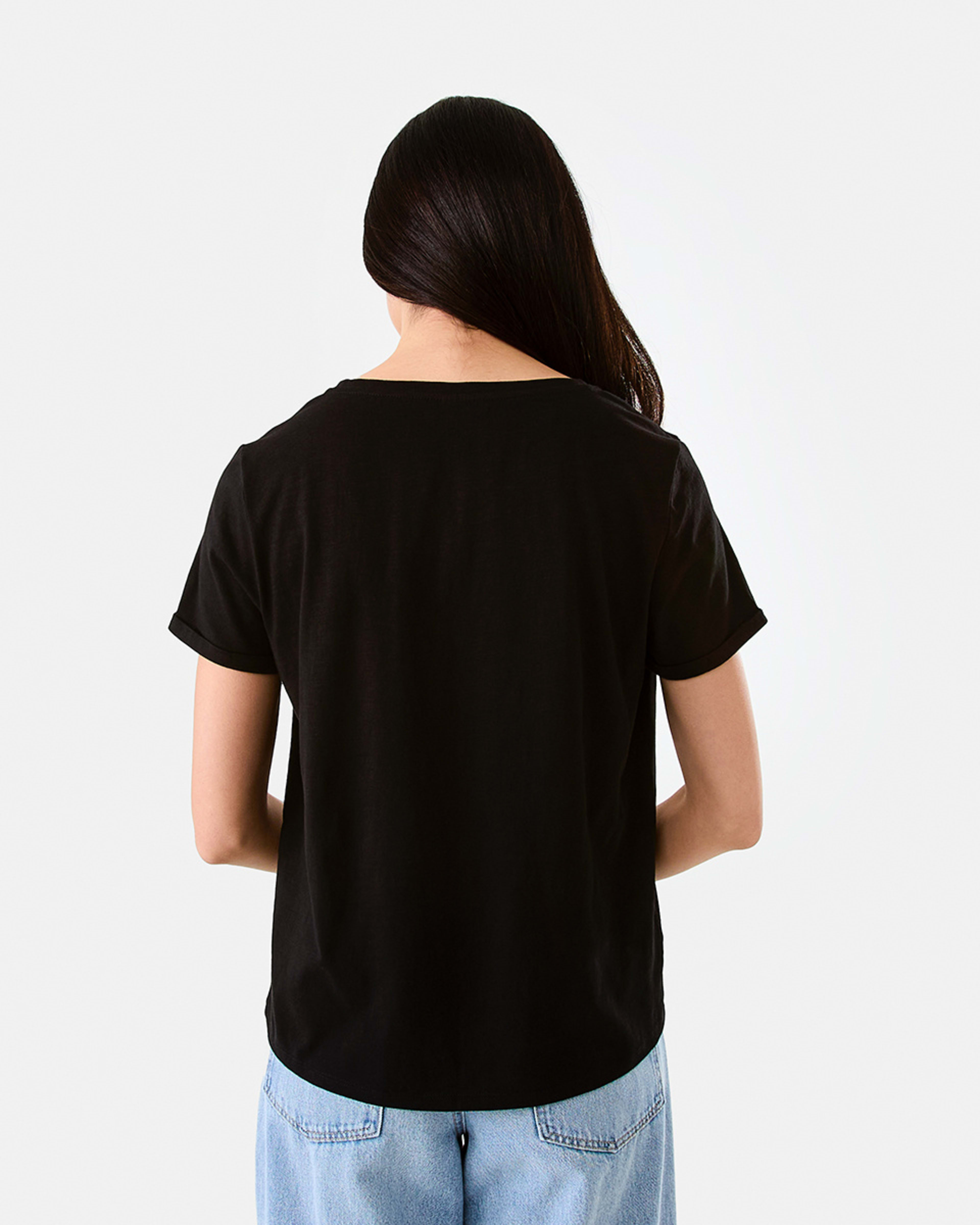 3 Short Sleeve Slub V-neck T-shirt Black, 3 of 5