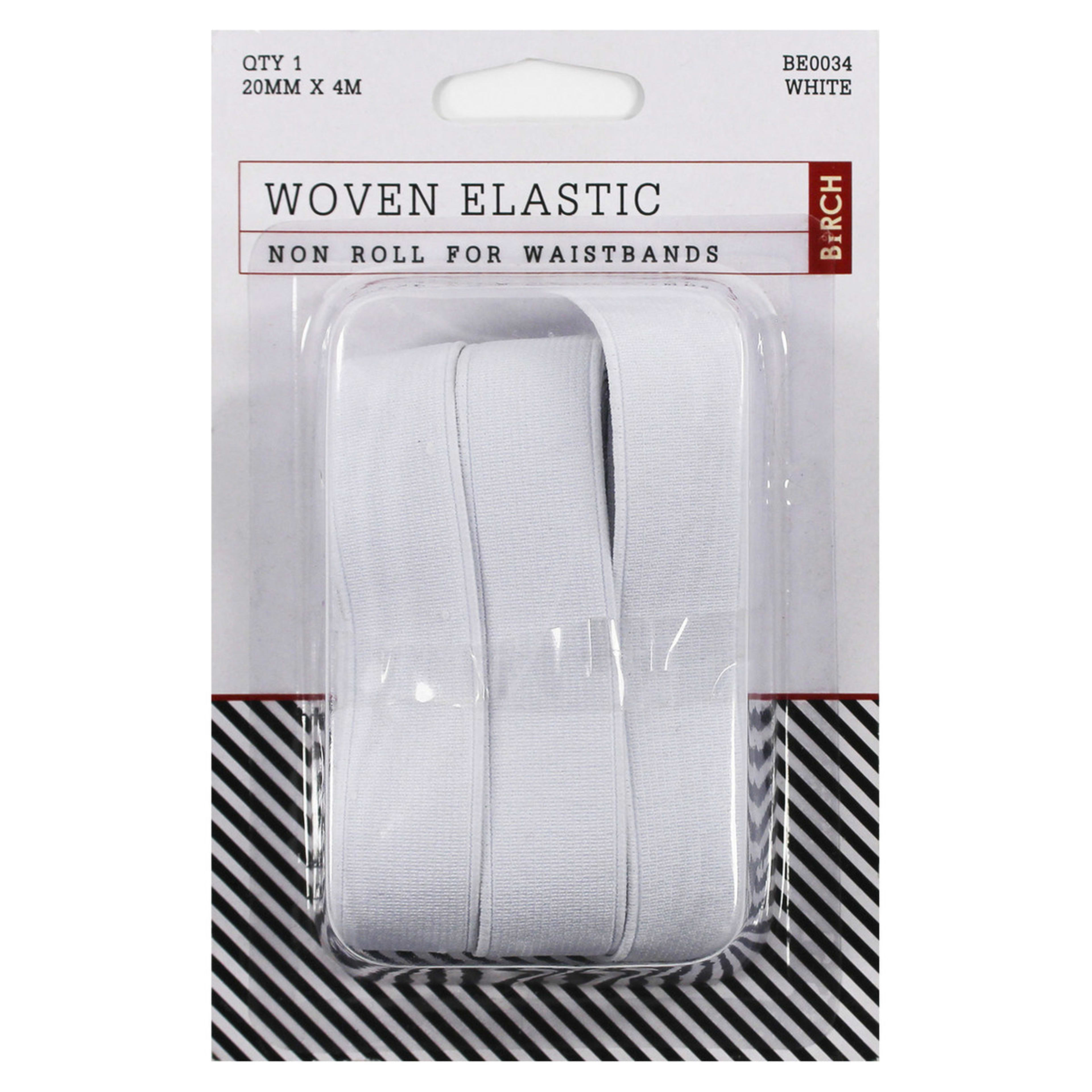 1 Birch Woven White Elastic