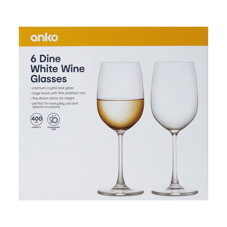 6 Dine White Wine Glasses Kmart