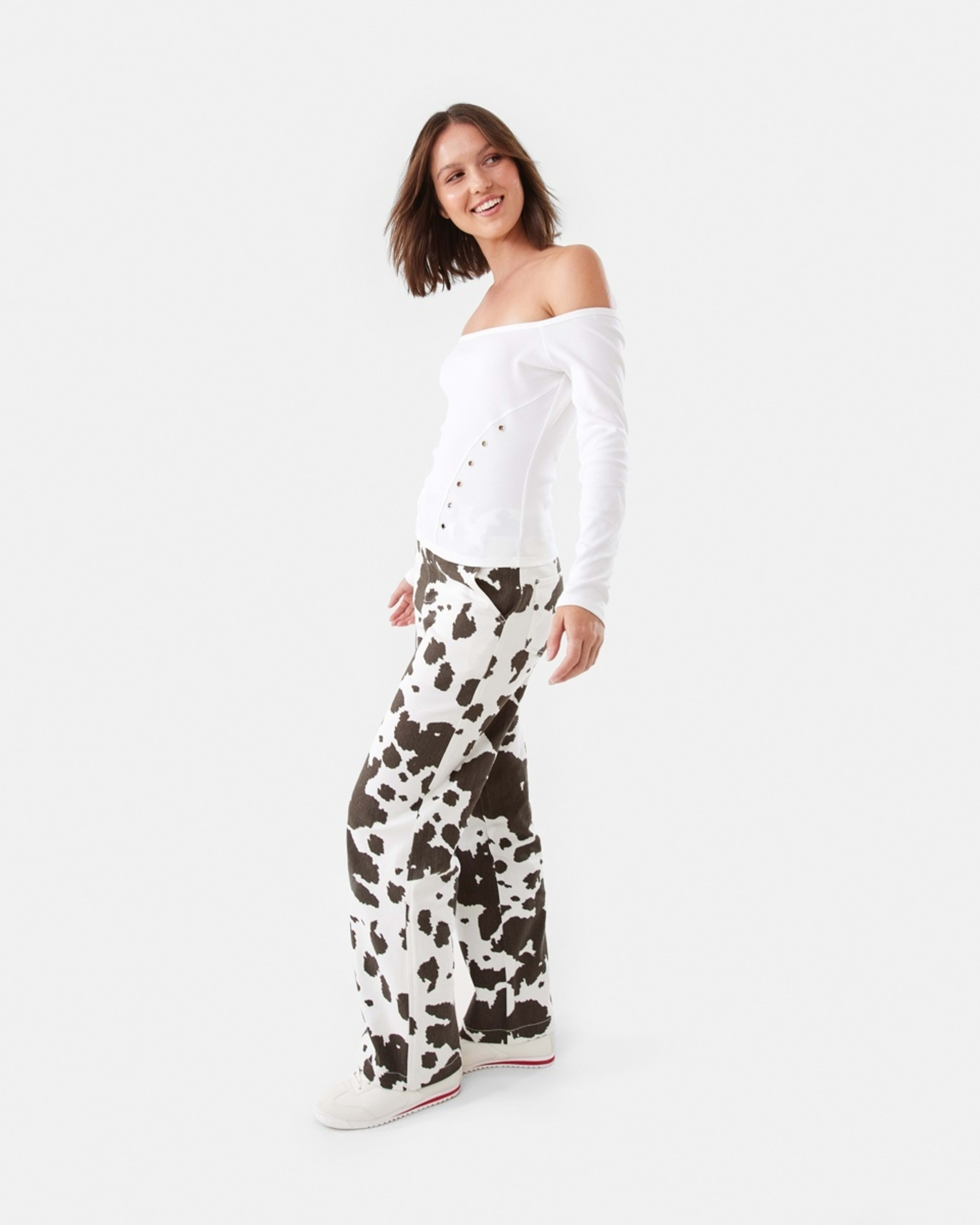 3 Long Sleeve Stud Detail Top Snw White, 3 of 7
