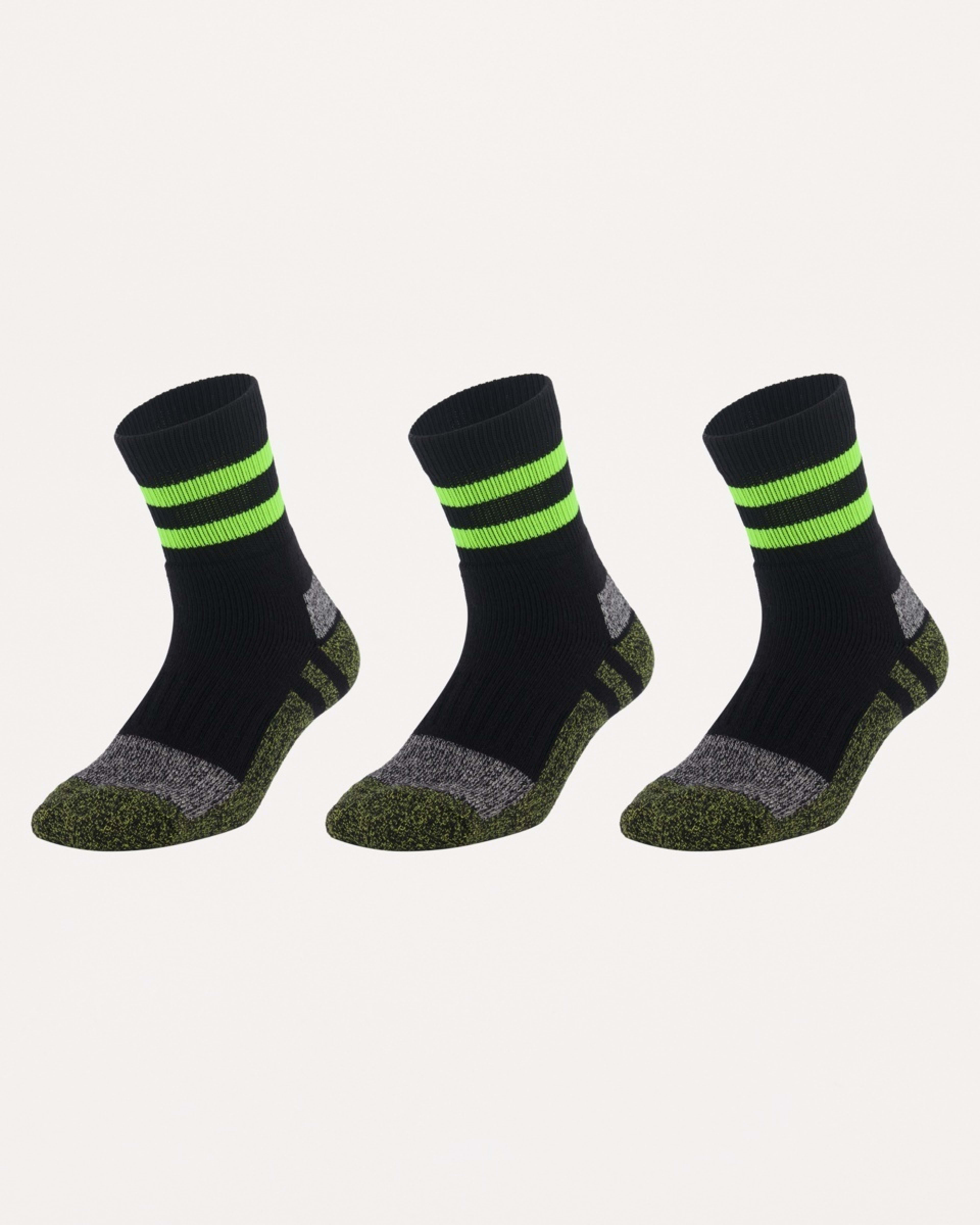 1 3 Pack Cotton Quarter Crew Socks BLACK YELLOW, 1 of 3