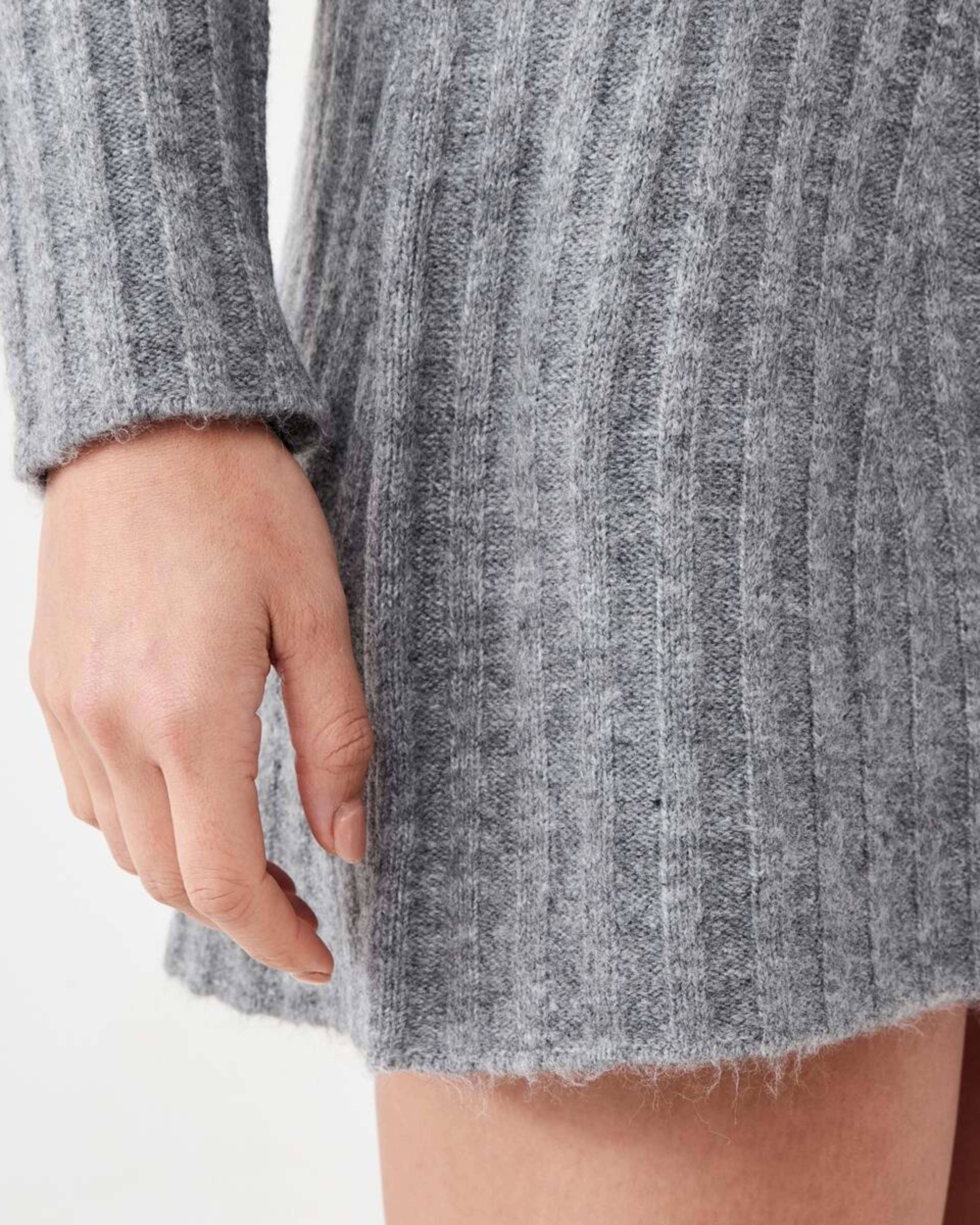 6 Long Sleeve Rib True Knit Skater Mini Dress Grey Marle, 6 of 7