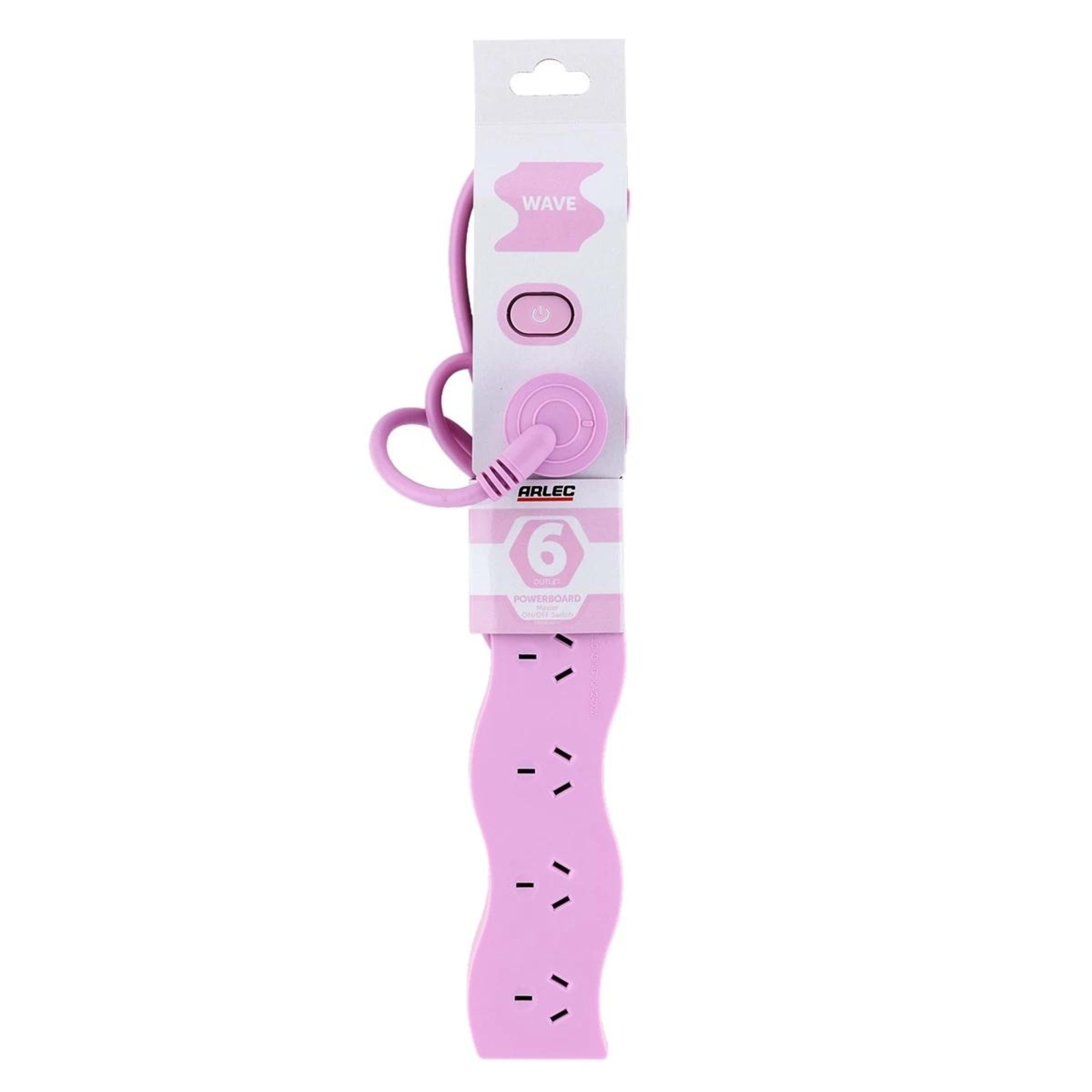 5 Arlec 6 Outlet Wave Master On/Off Switch Powerboard - Pink, 5 of 6