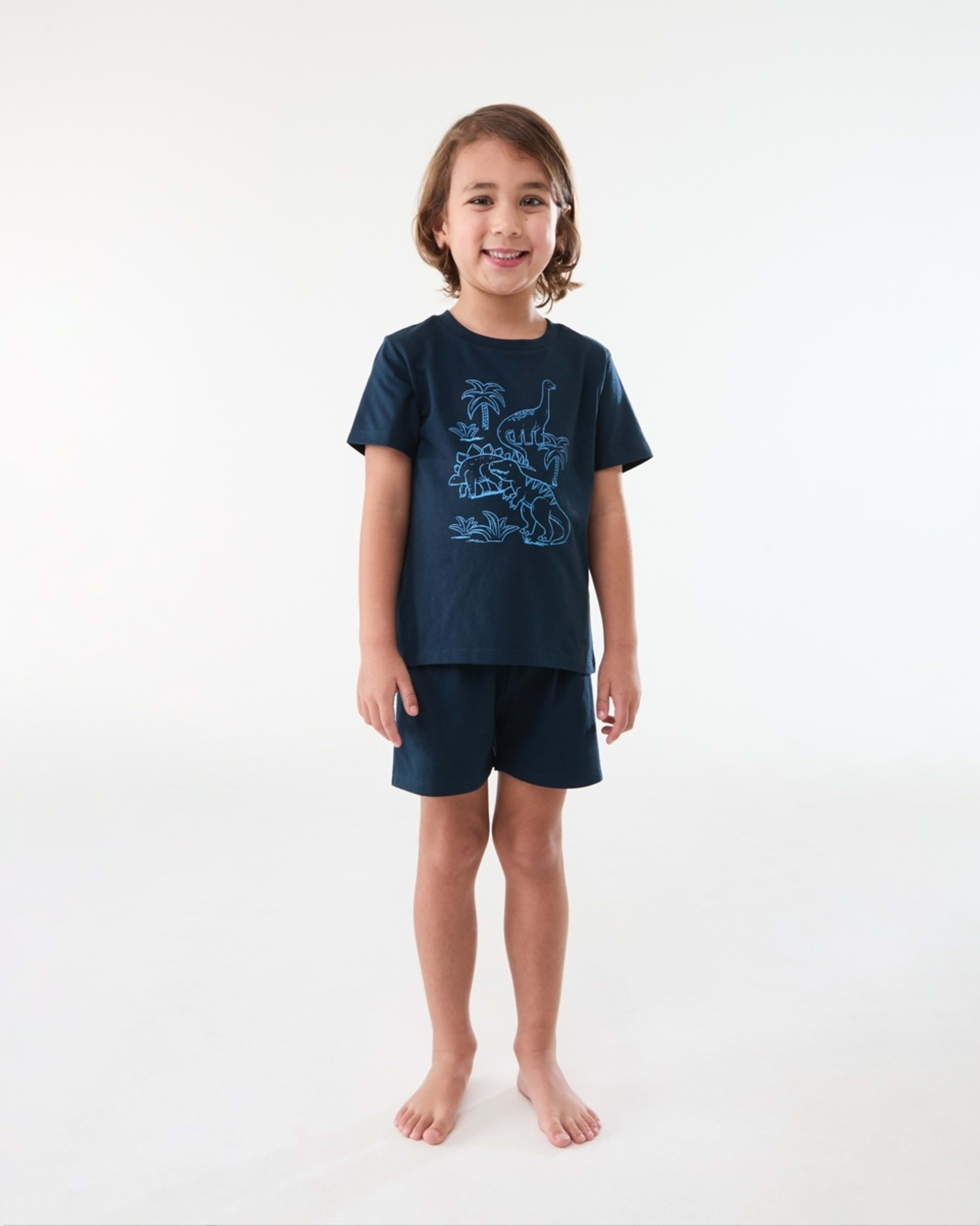 1 Short Sleeve Knit Pyjama Set NAVY DINOS, 1 of 6