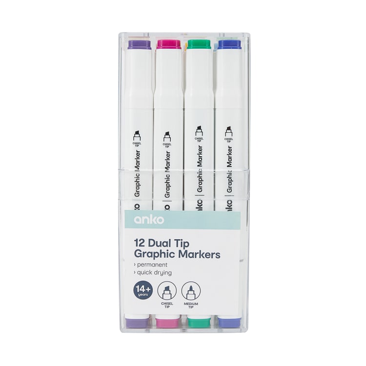 12 Pack DualTip Graphic Markers Kmart