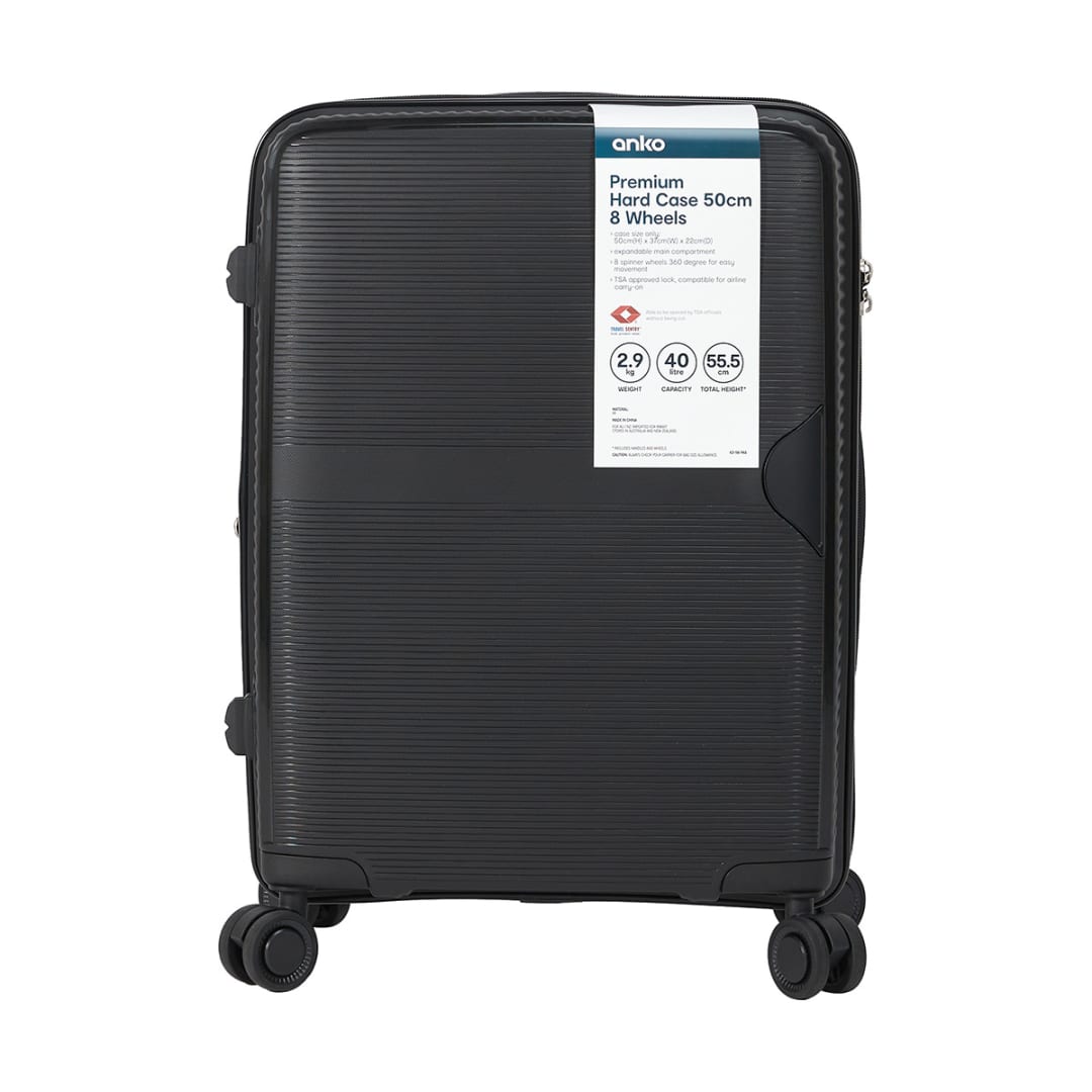 50cm Premium 8 Wheels Hard Case Black Kmart