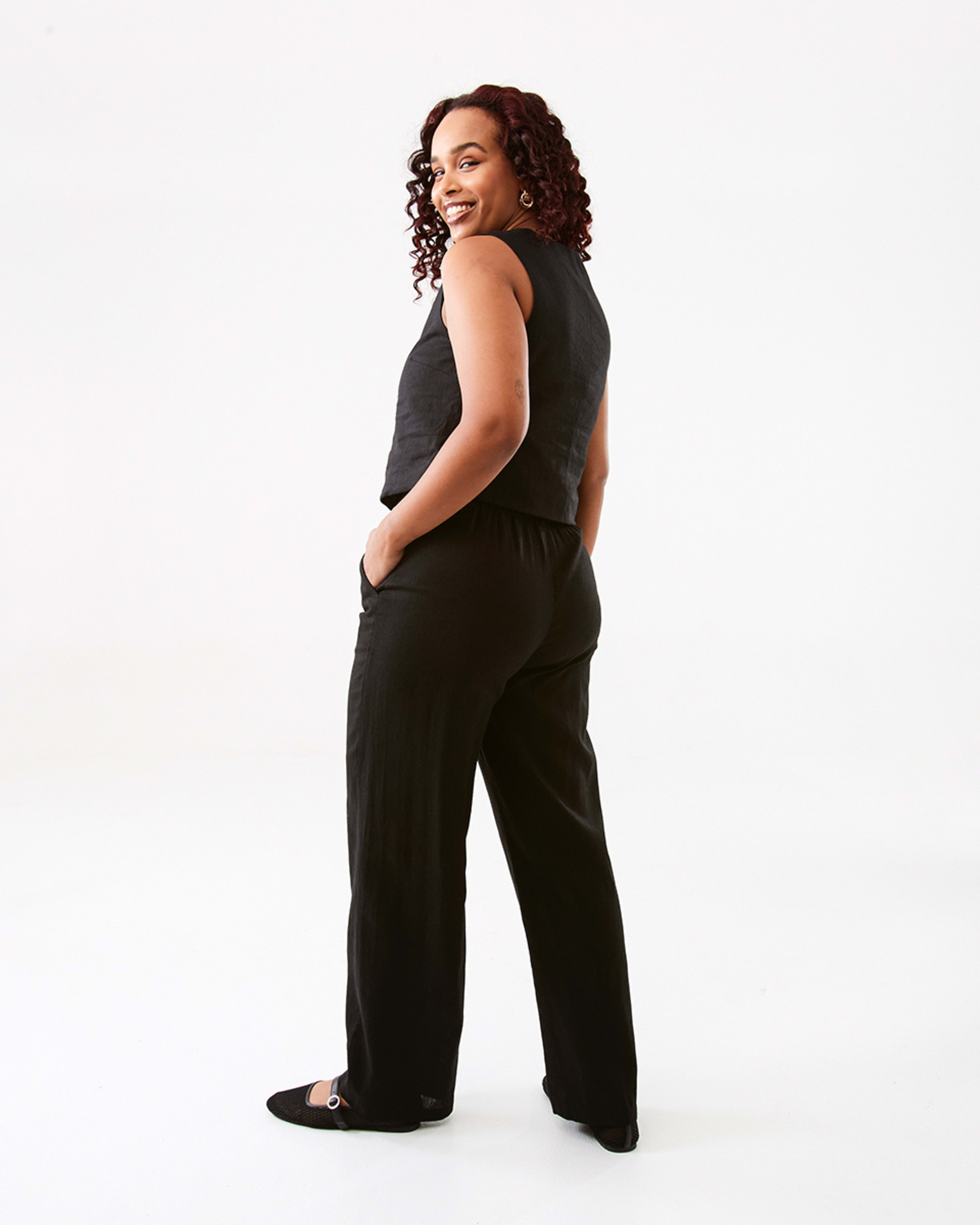 4 Smart Linen Blend Pants Black, 4 of 6