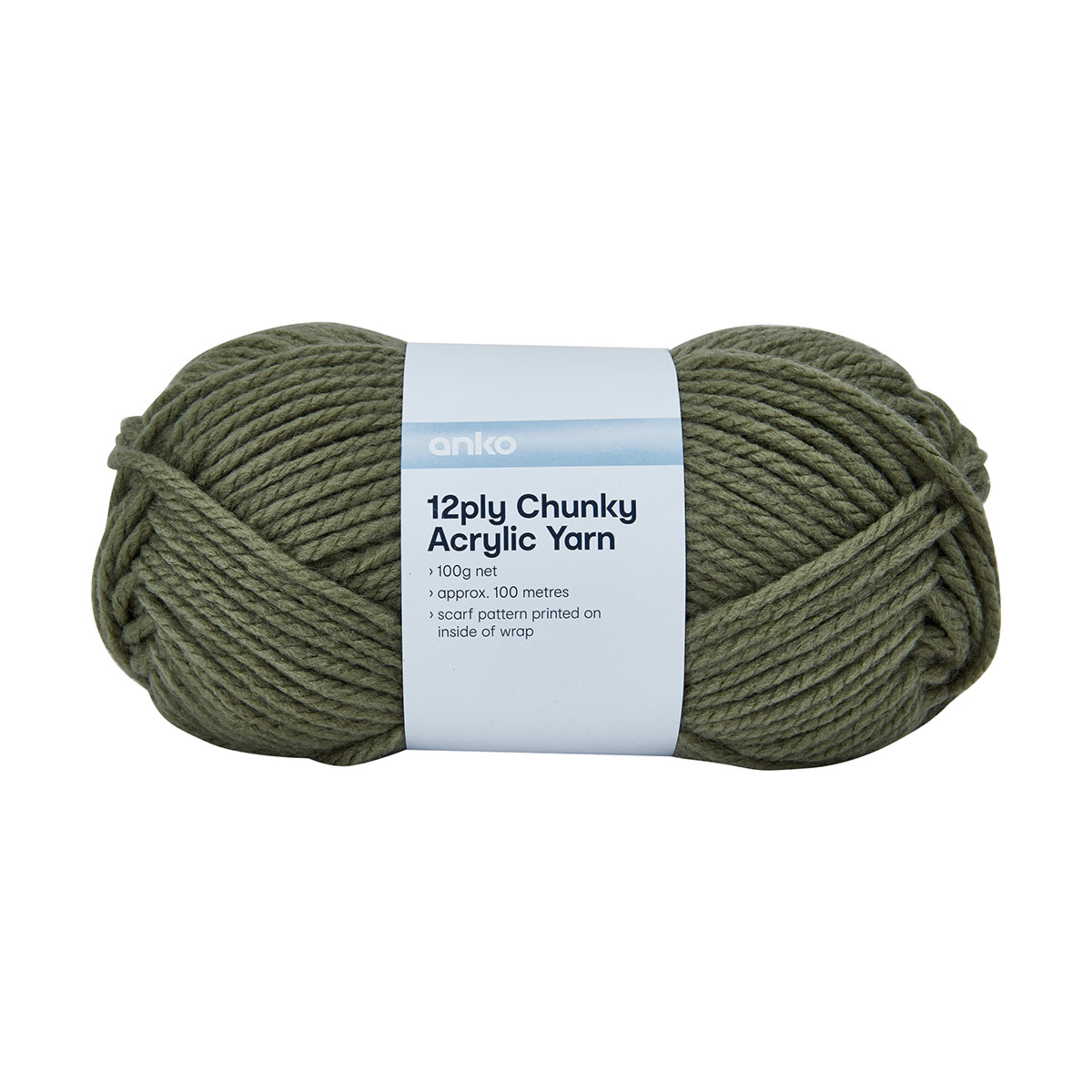 12 Ply Chunky Acrylic Yarn Khaki Kmart