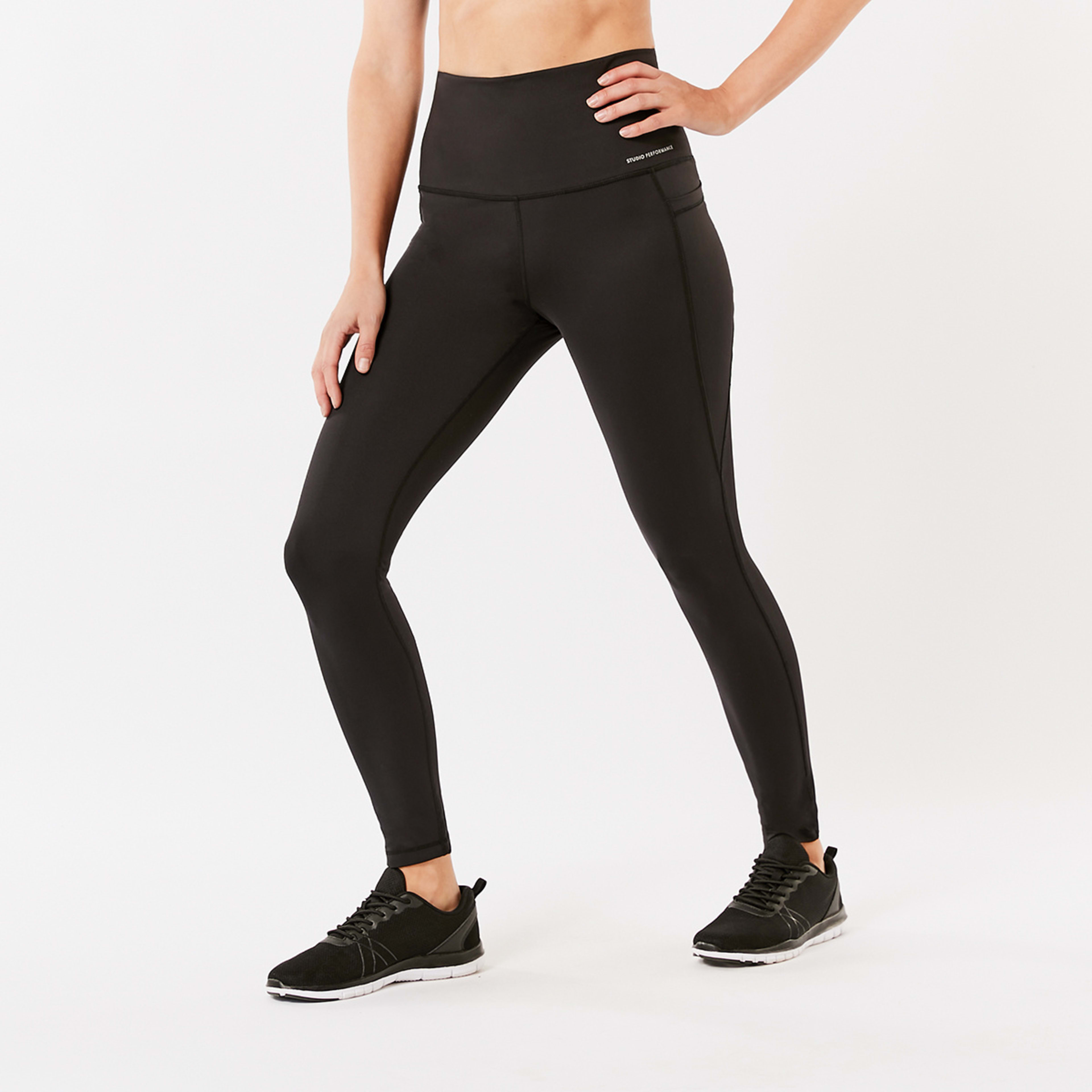 2 Active Womens Ultra High Rise Full Length Studio Leggings Black, 2 of 8