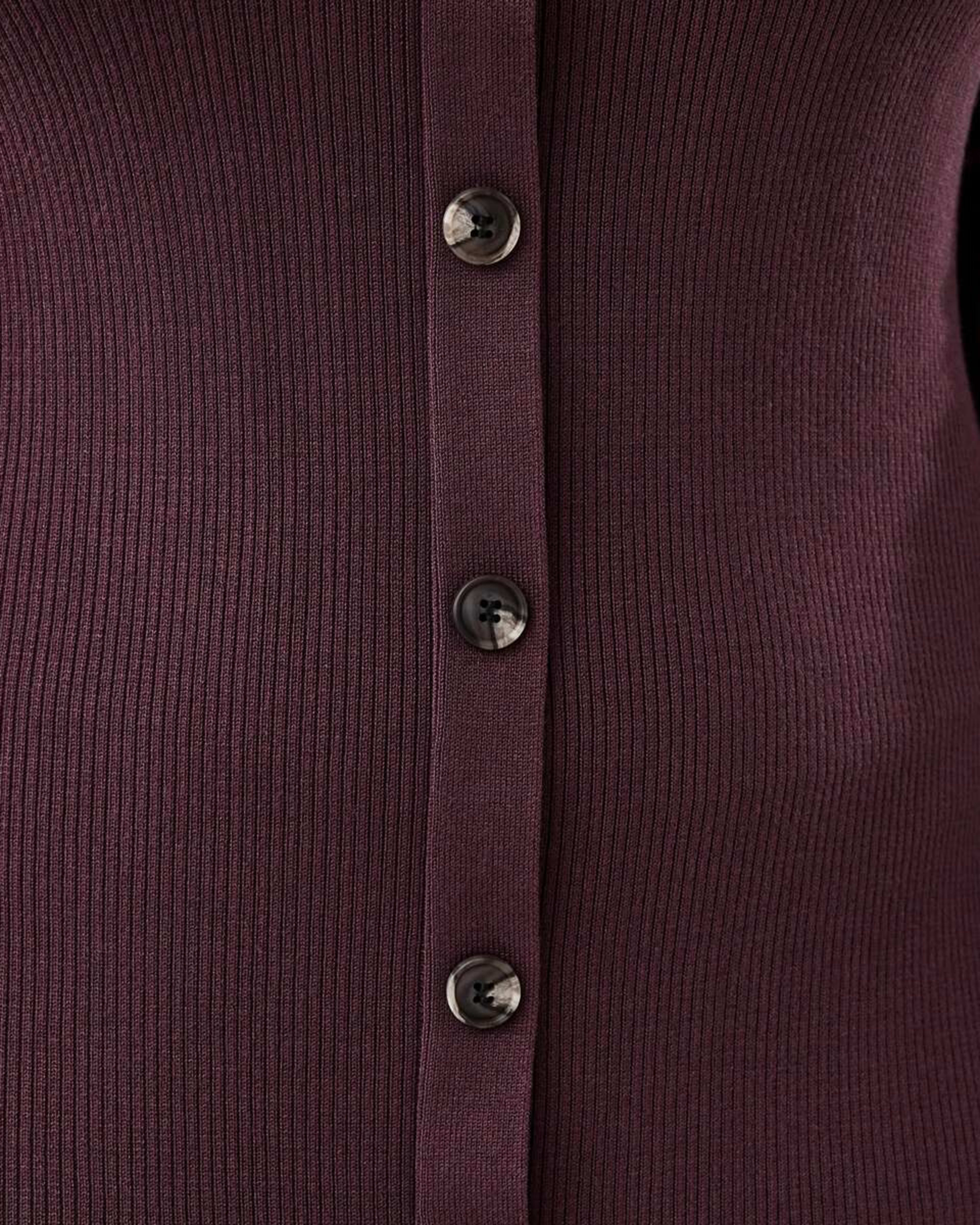 6 Long Sleeve Button Through Knit Maxi Dress Berry Marl, 6 of 6