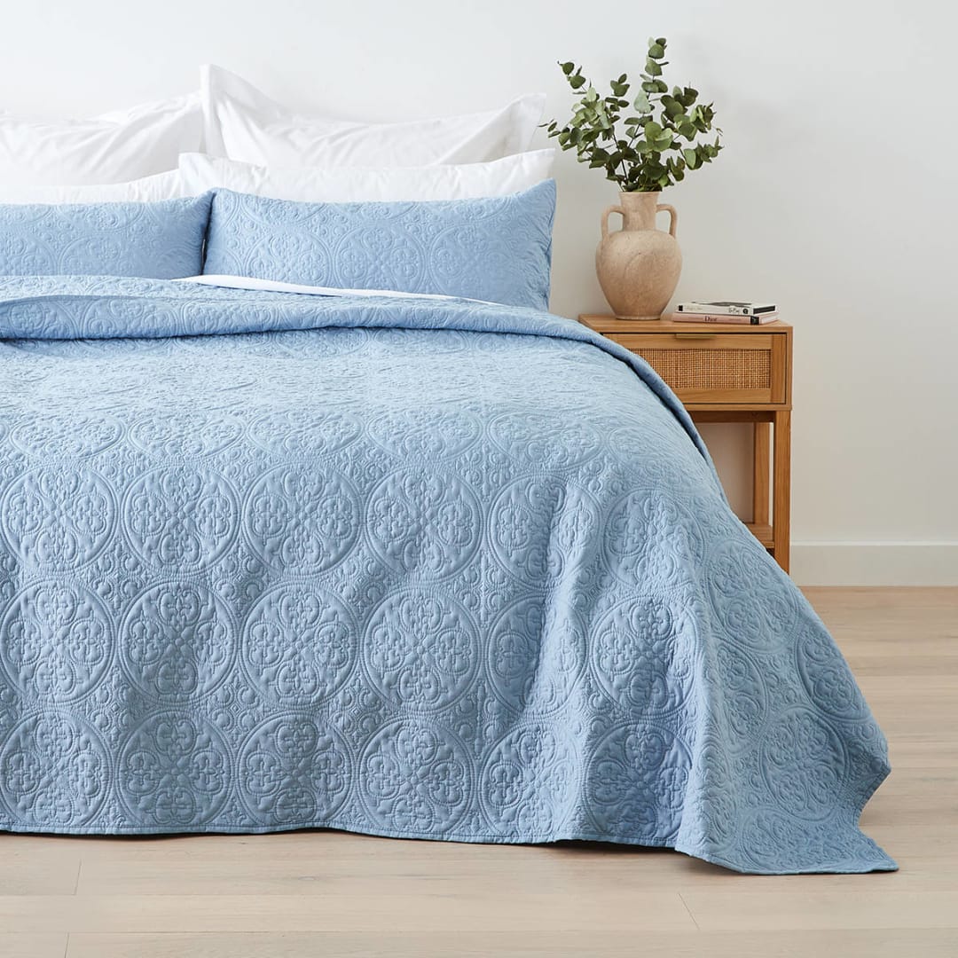 Aria Coverlet - Queen/King Bed, Blue - Kmart