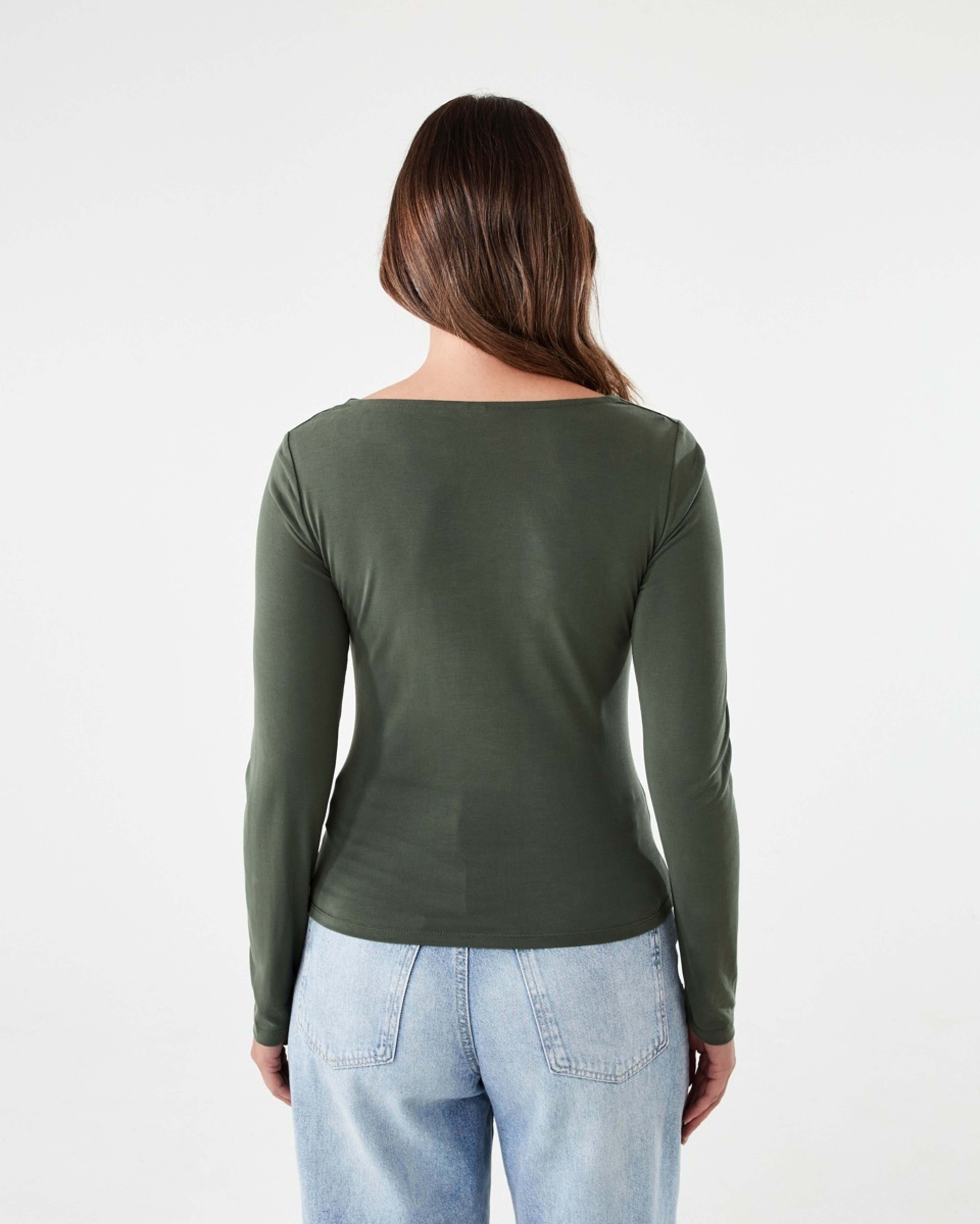 4 Long Sleeve Drape Cowl Neck Top OLIVE LEAF, 4 of 6