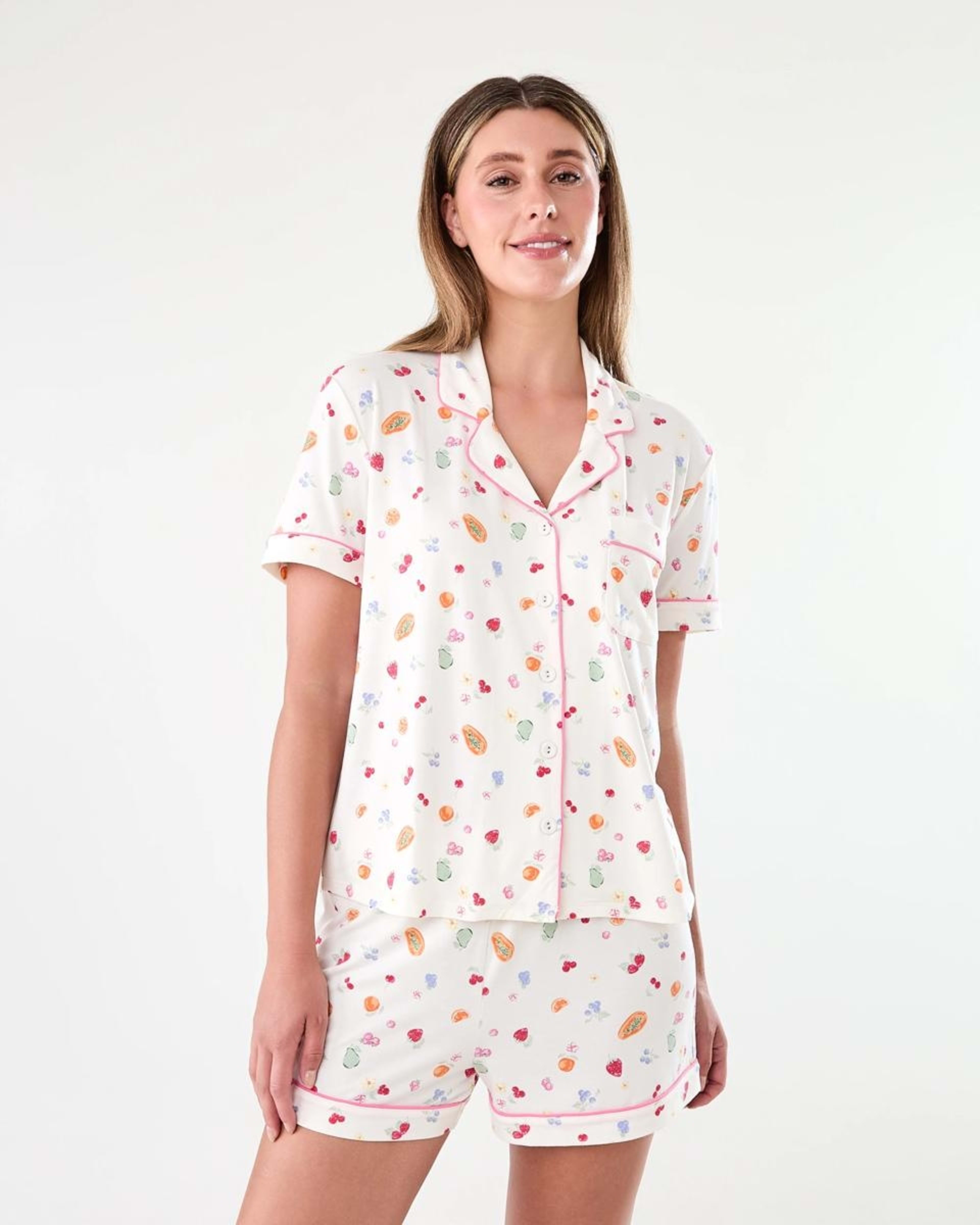 1 Short Sleeve Top and Shorts Comfort Pyjama Set Fruitsalad, 1 of 10