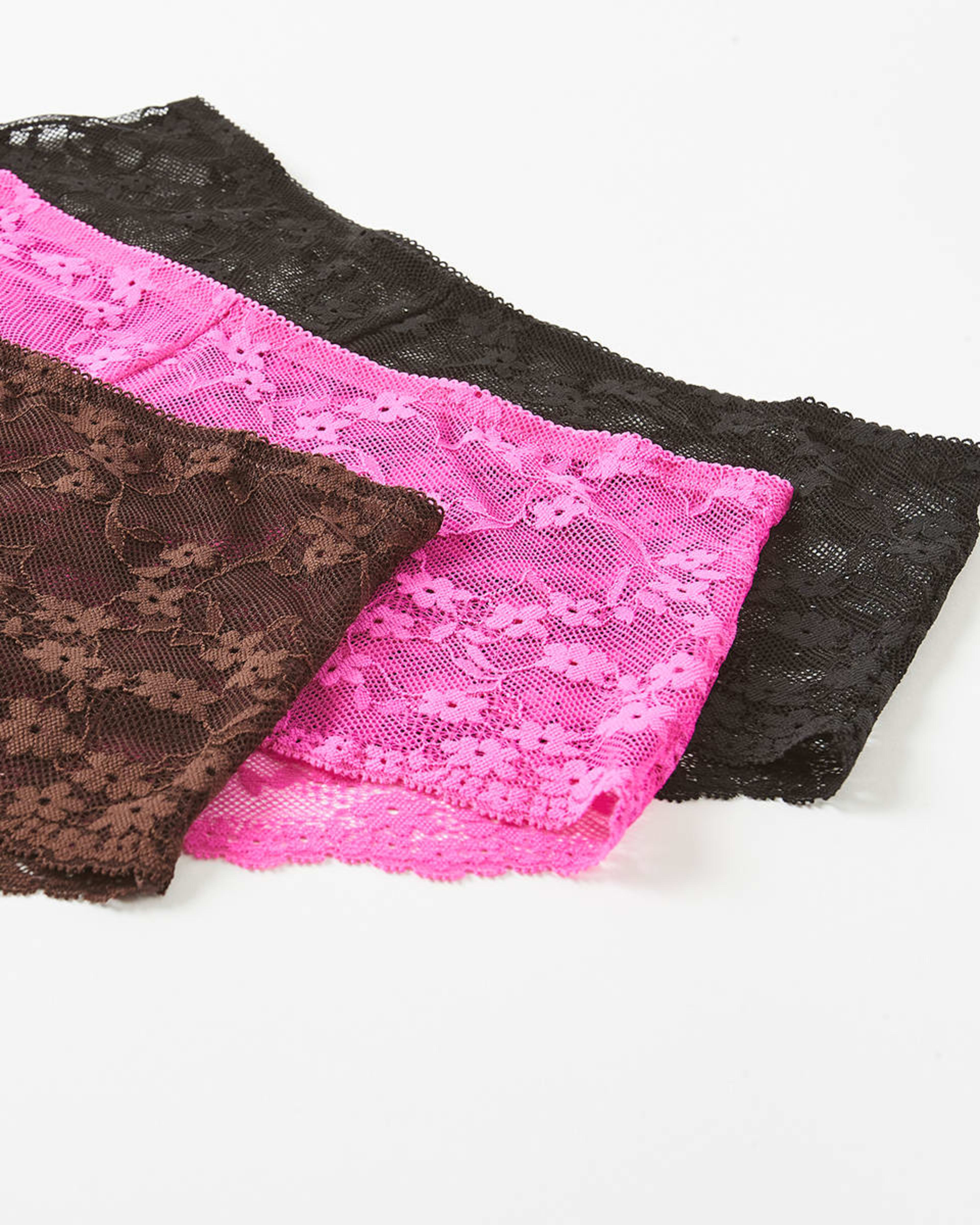 2 3 Pack Lace Boyleg Briefs Cf Hp Bk, 2 of 7