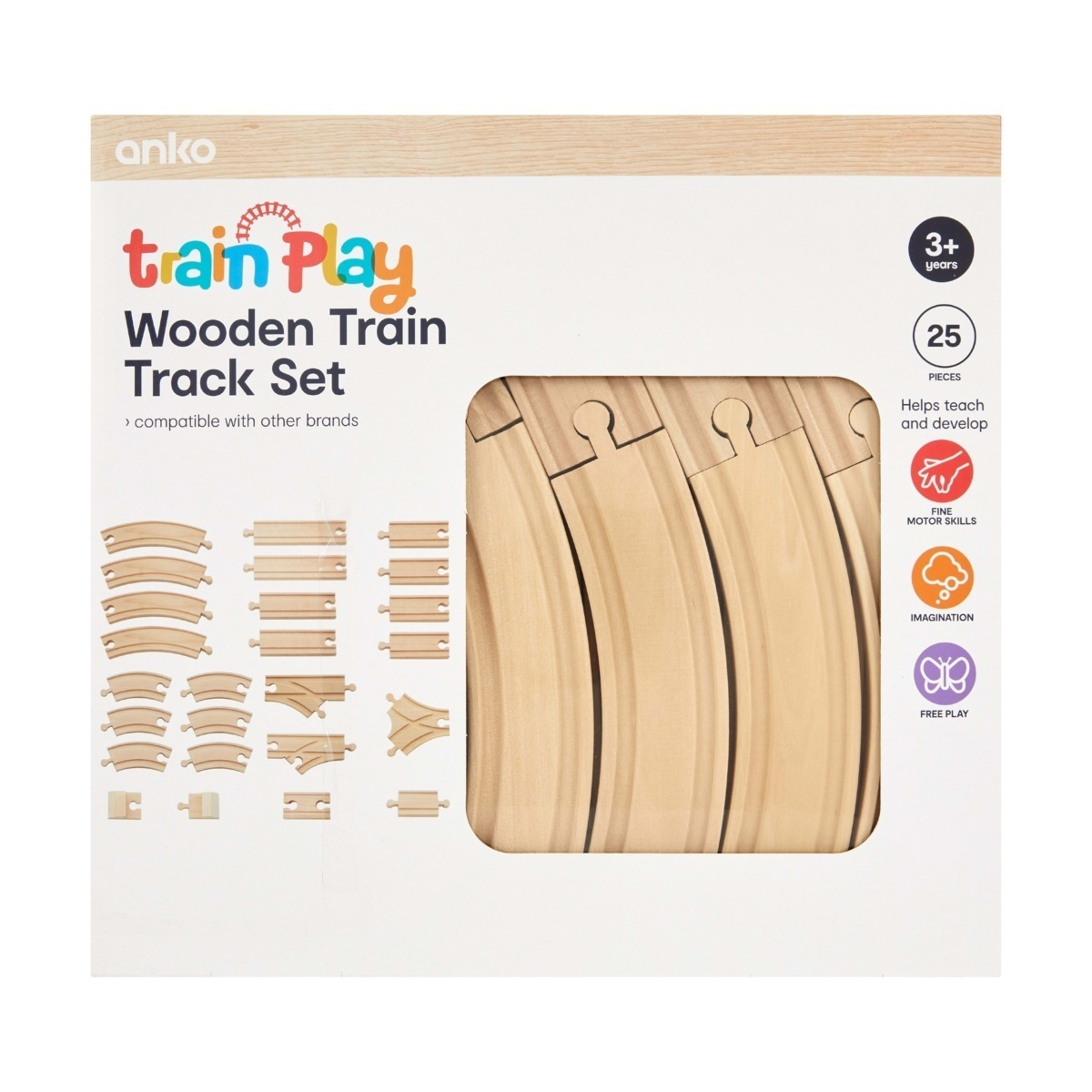 8 25 Piece Wooden Train Track Set, 8 of 10