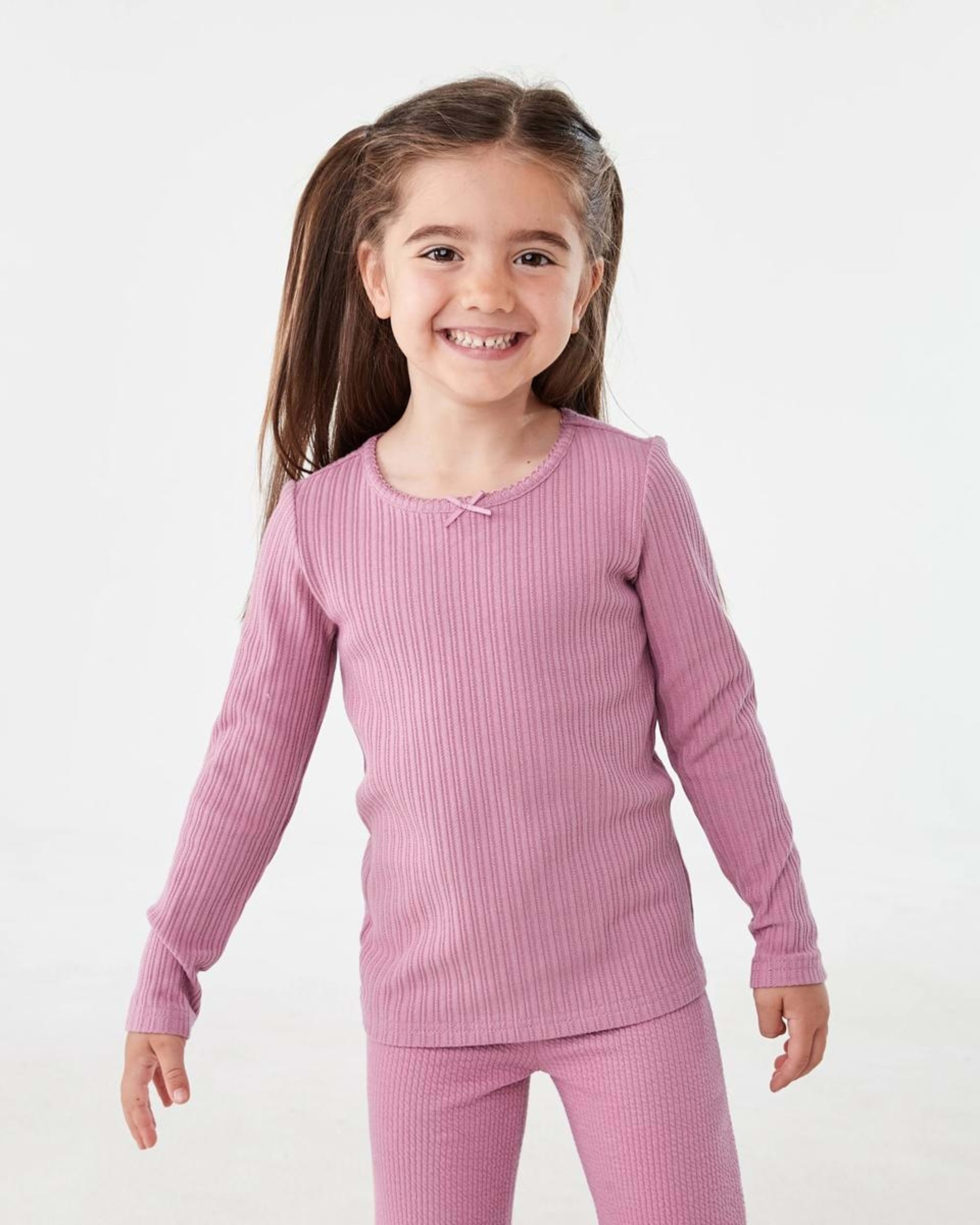 1 Long Sleeve Pointelle T-shirt Dust Rose, 1 of 7