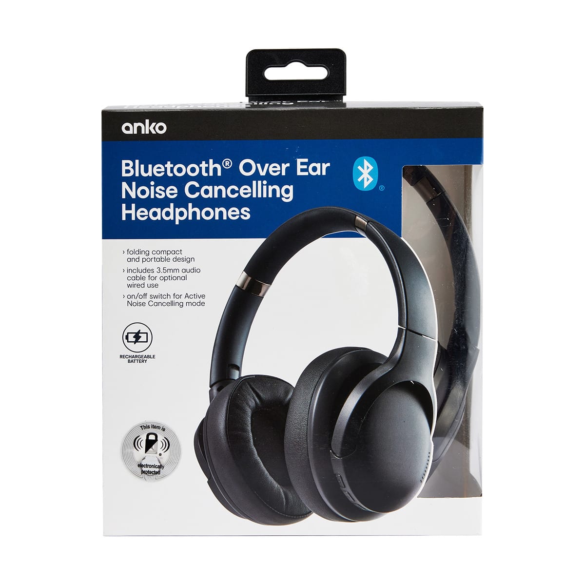 Bluetooth OverEar Noise Cancelling Headphones Black Kmart NZ