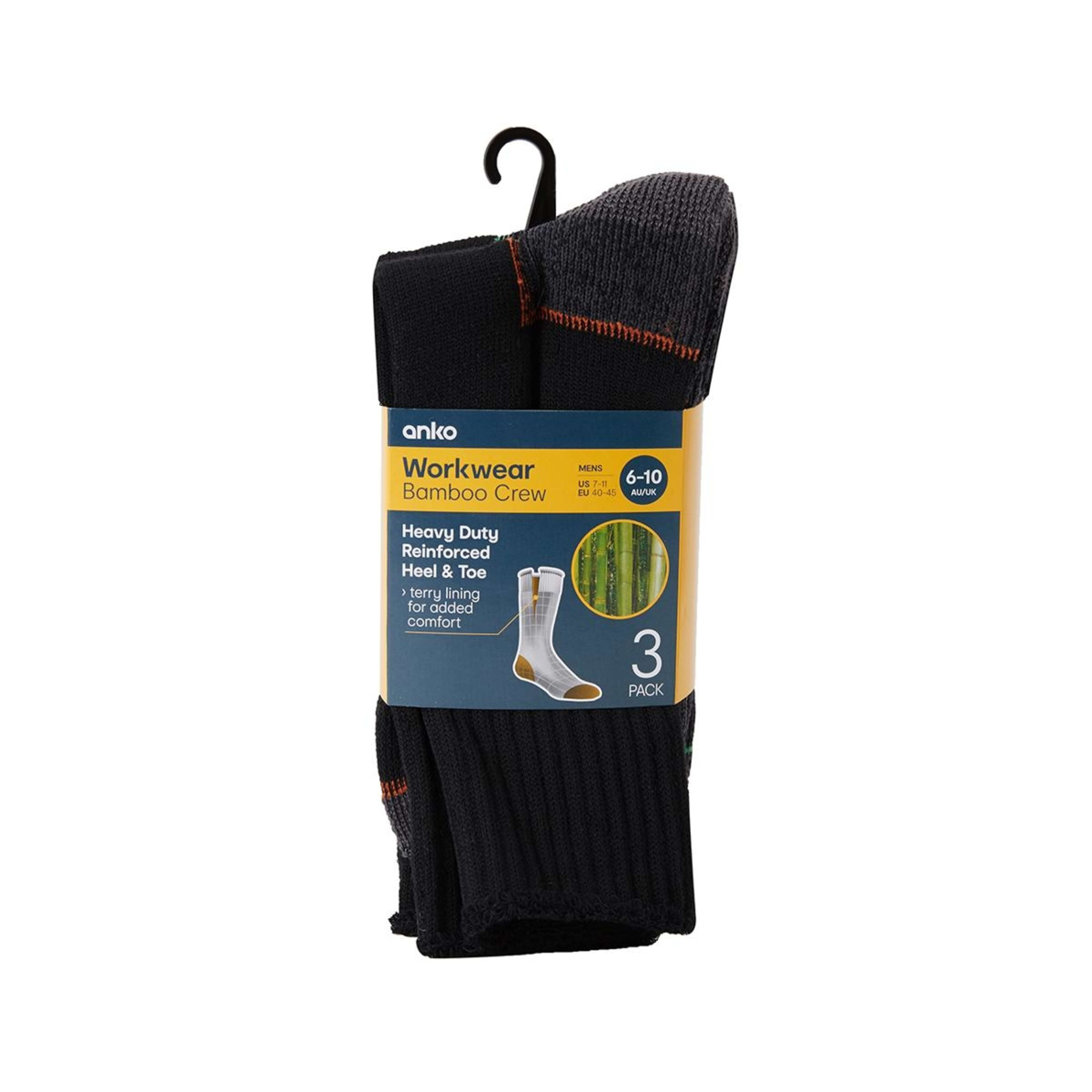 3 3 Pack Bamboo Socks Black, 3 of 3