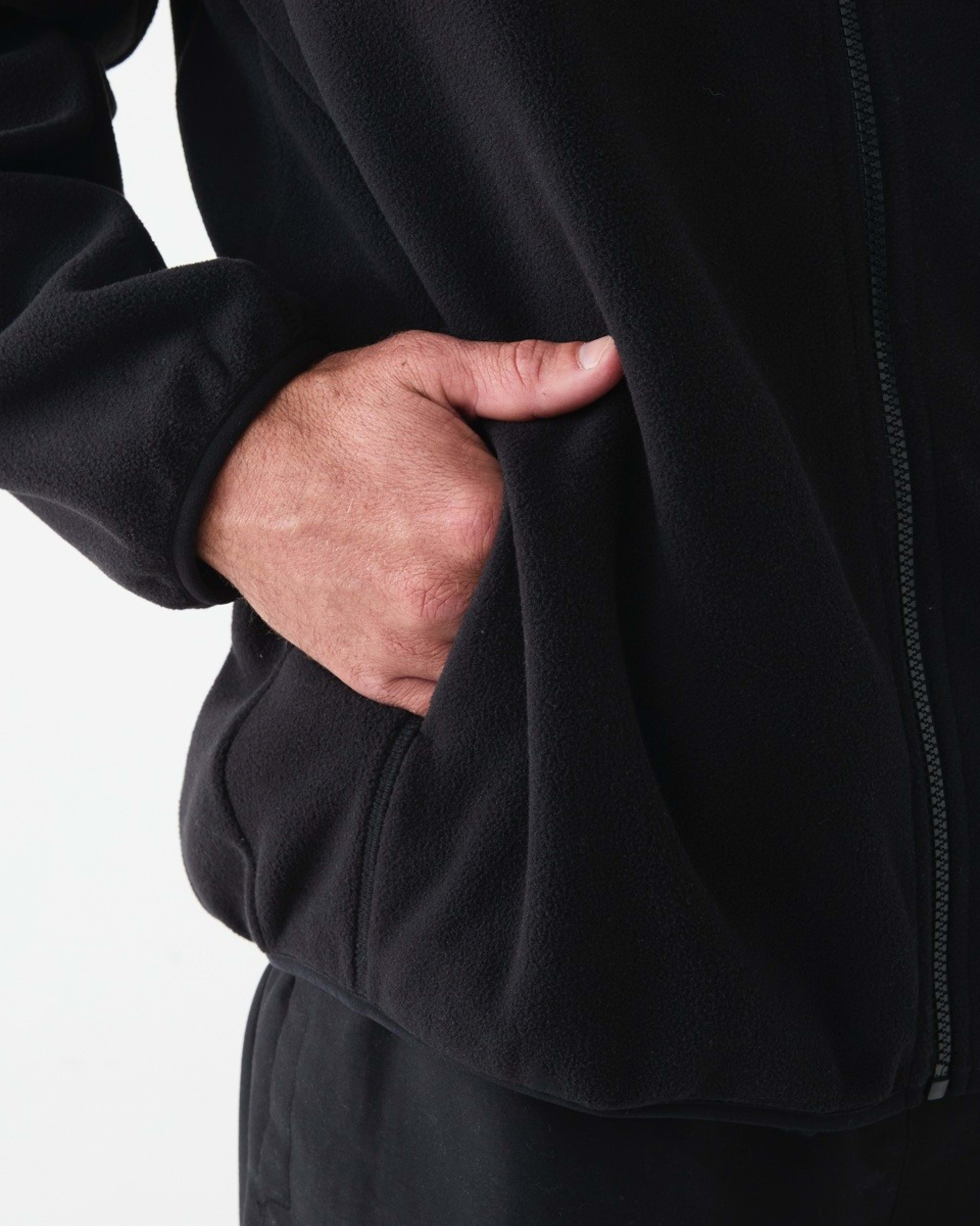7 Active Mens Polar Fleece Full Zip Hoodie Black, 7 of 7