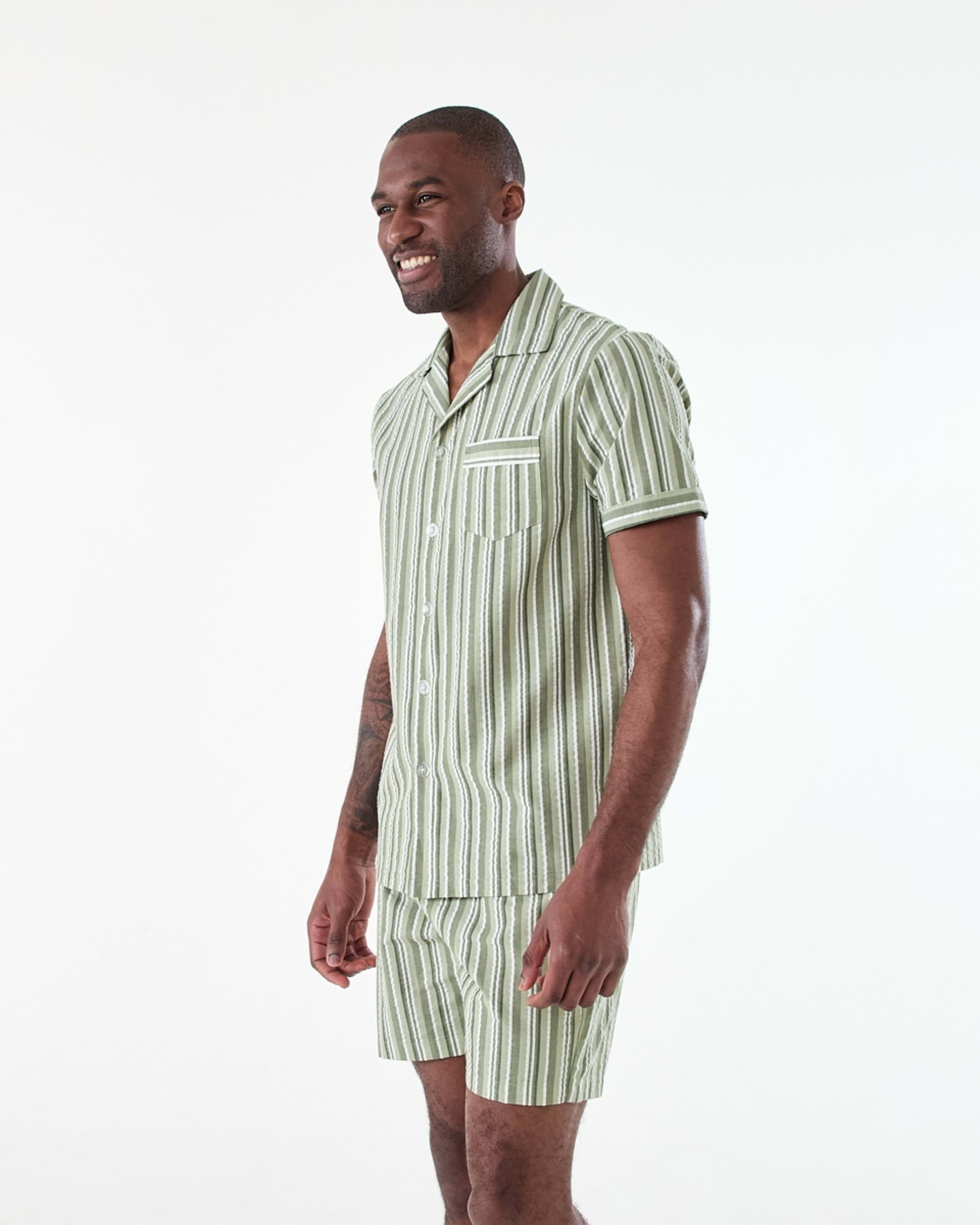 2 Short Sleeve Button Through Pyjama Set CANAL STRIPE, 2 of 8