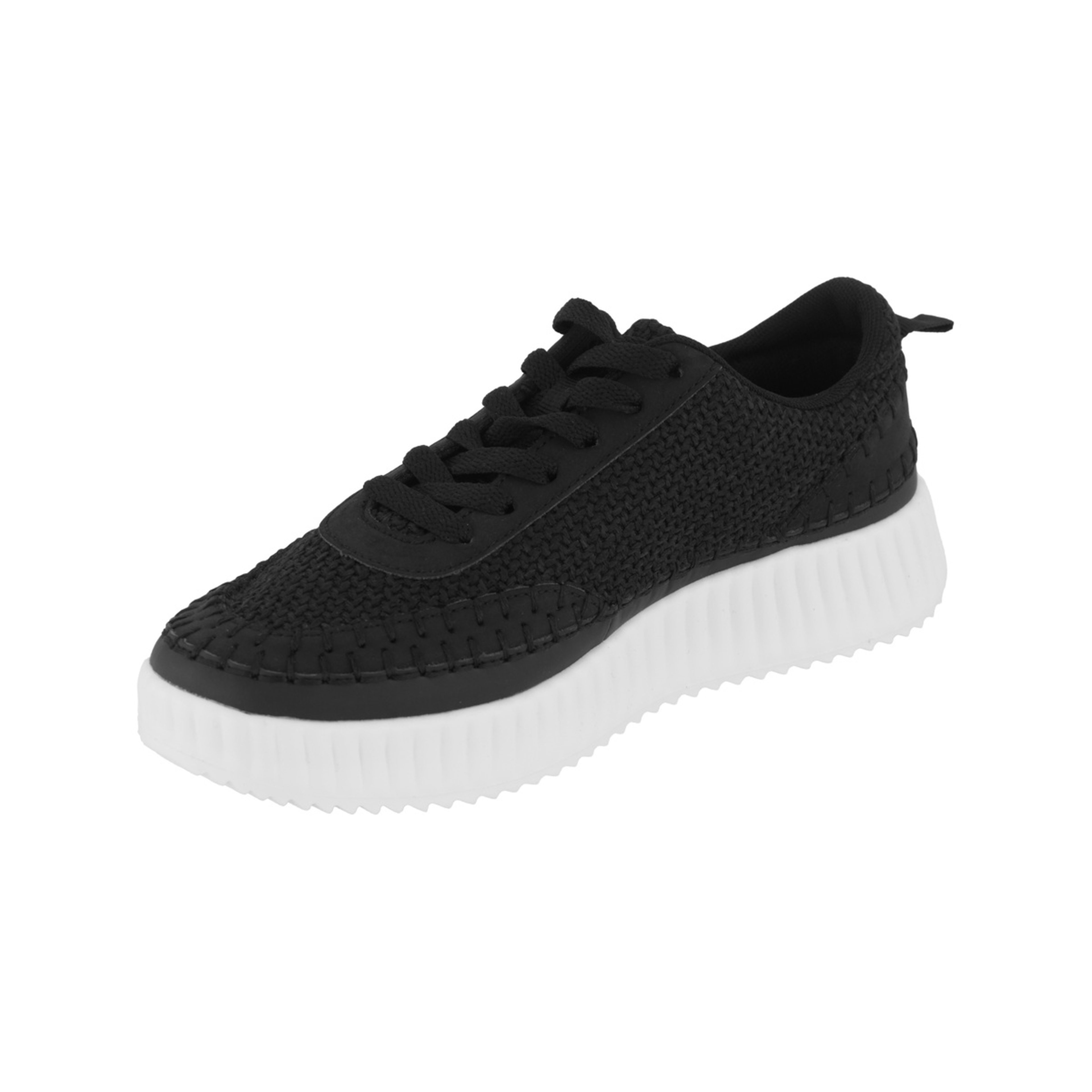 3 Textured Platform Sneakers Black, 3 of 5