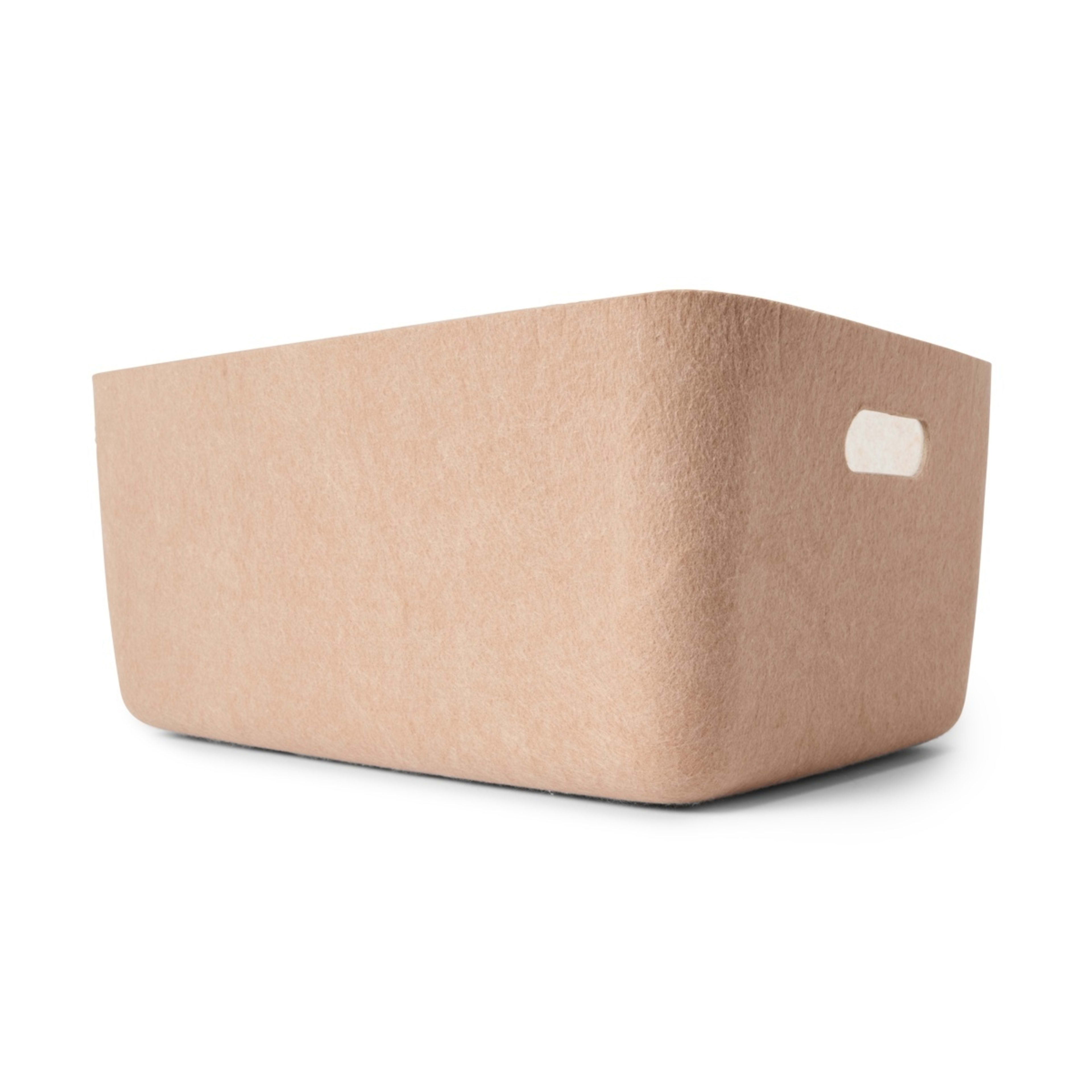 3 Two Tone Flat Felt Basket - Large, Beige, 3 of 9