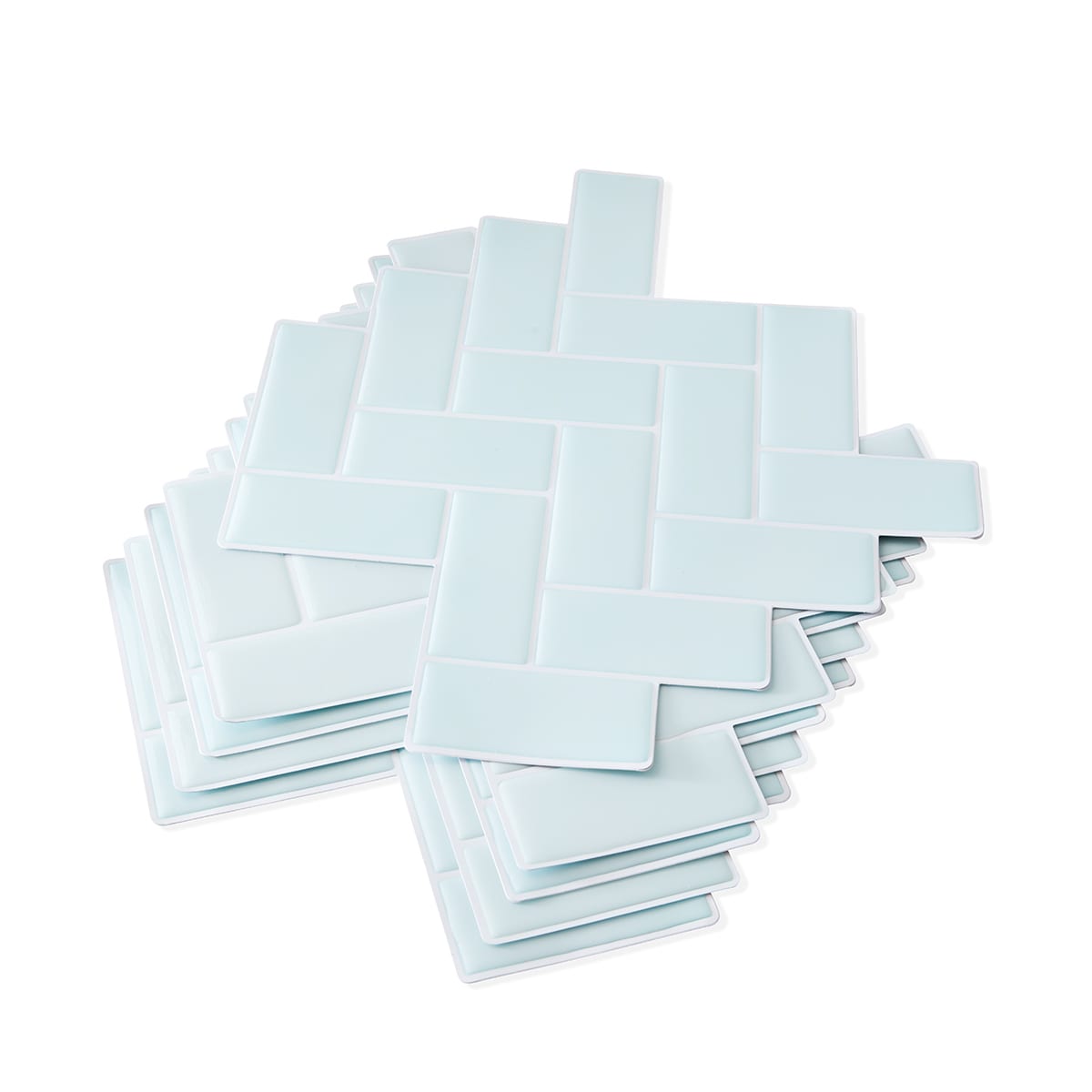 5 Pack Self Adhesive 3D Tiles Aqua Herringbone Kmart