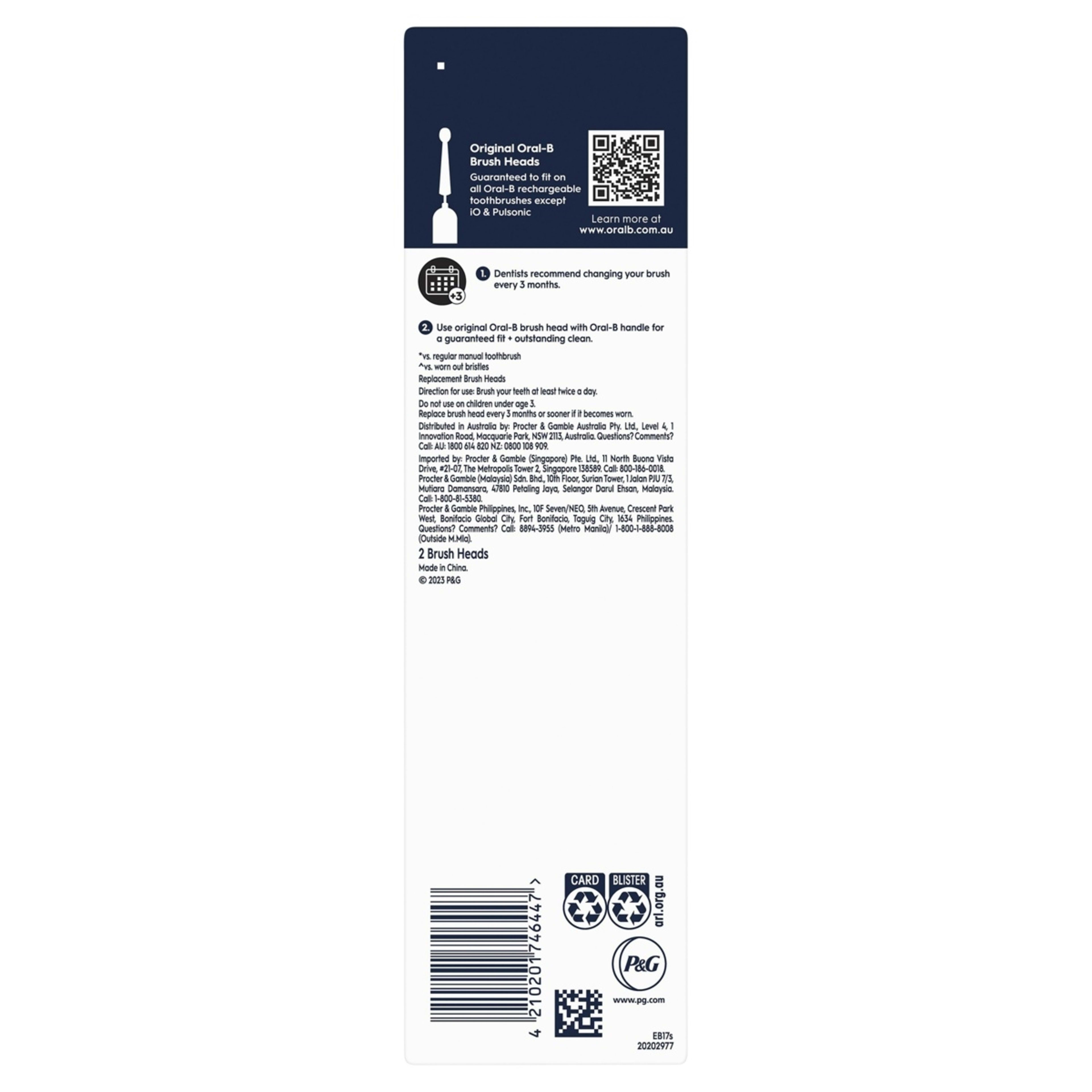 2 Oral-B 2 Pack Sensitive Clean Brush Heads, 2 of 9