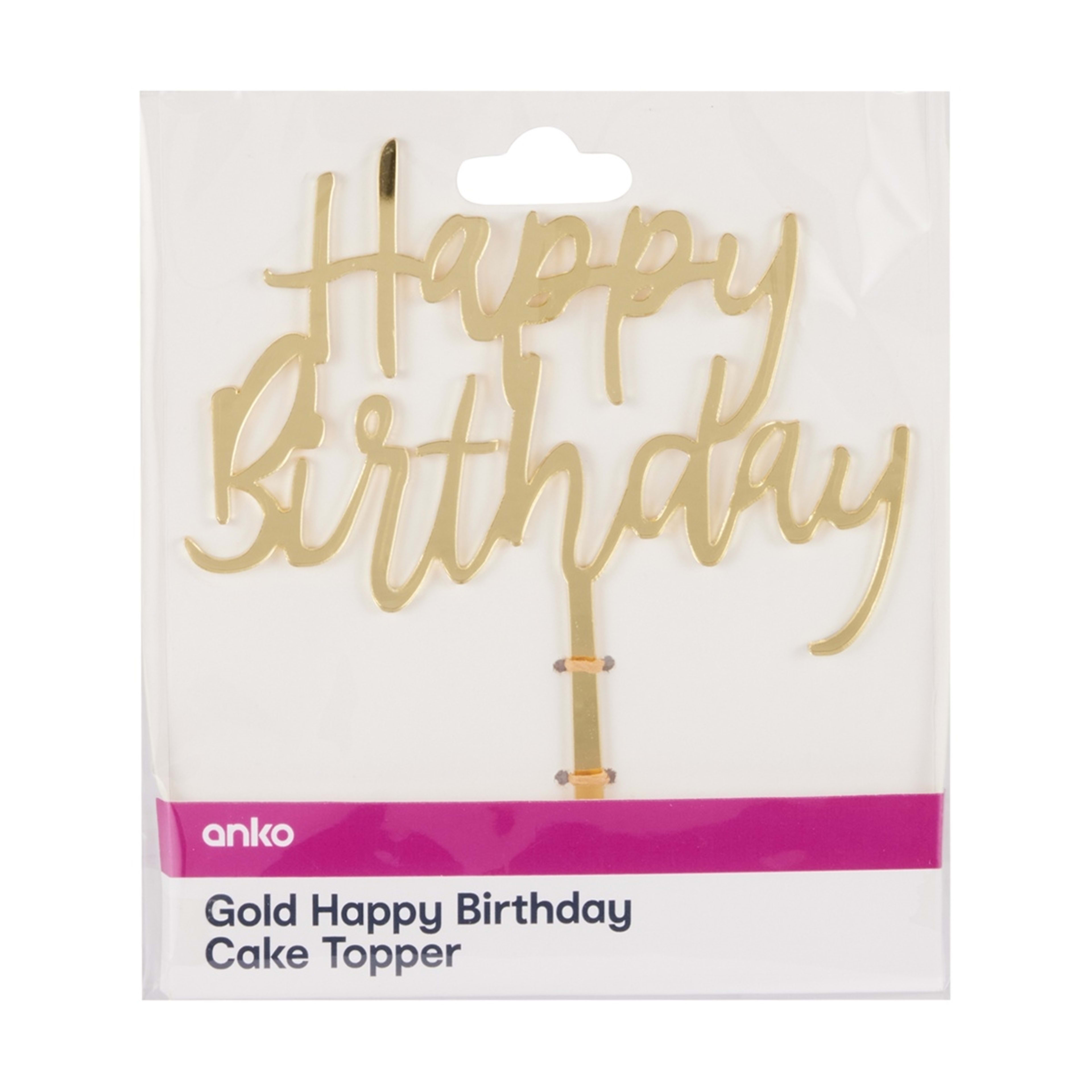 Gold Look Happy Birthday Cake Topper Kmart