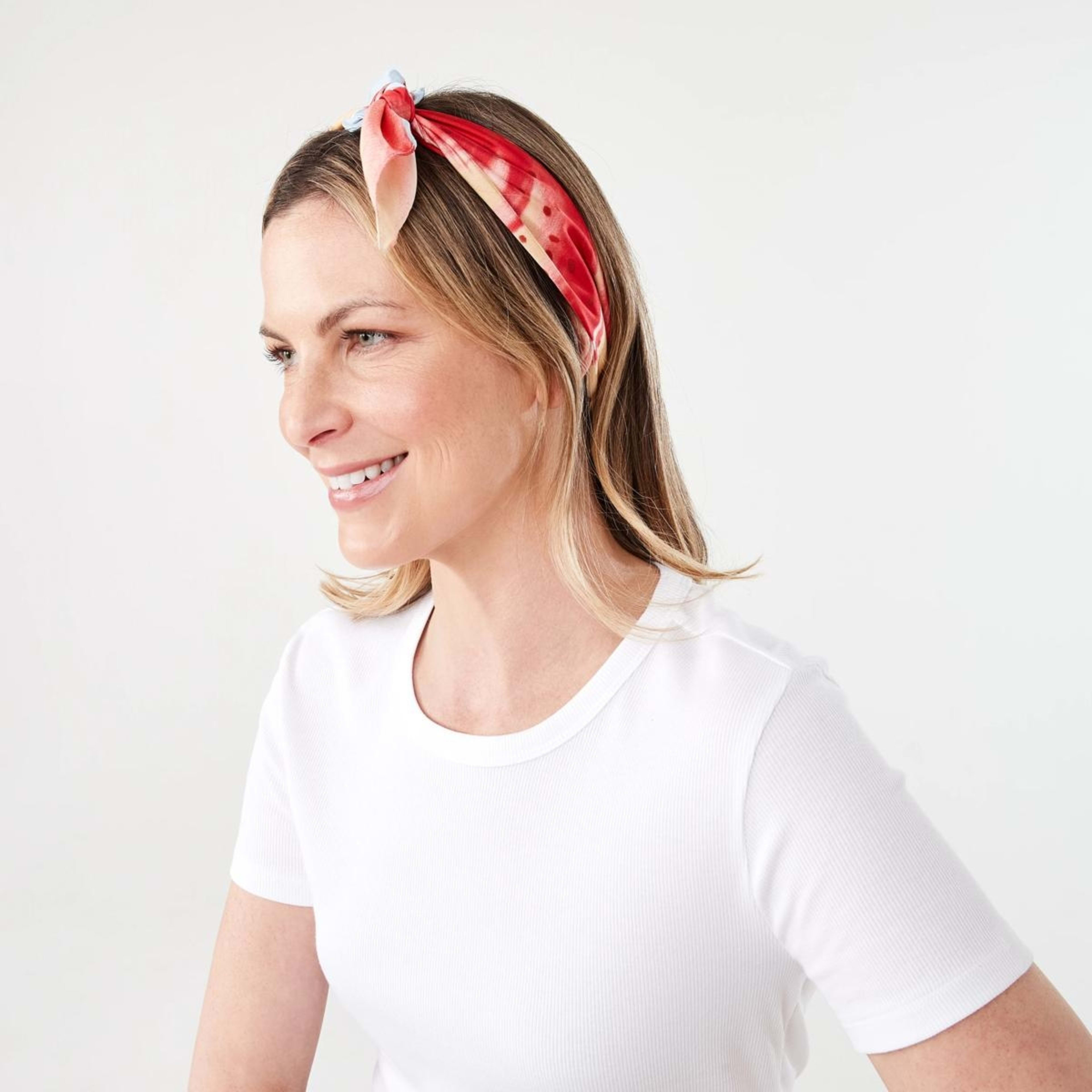 4 Oversize Floral Hair Scarf - Blue, Red and Gree, 4 of 5