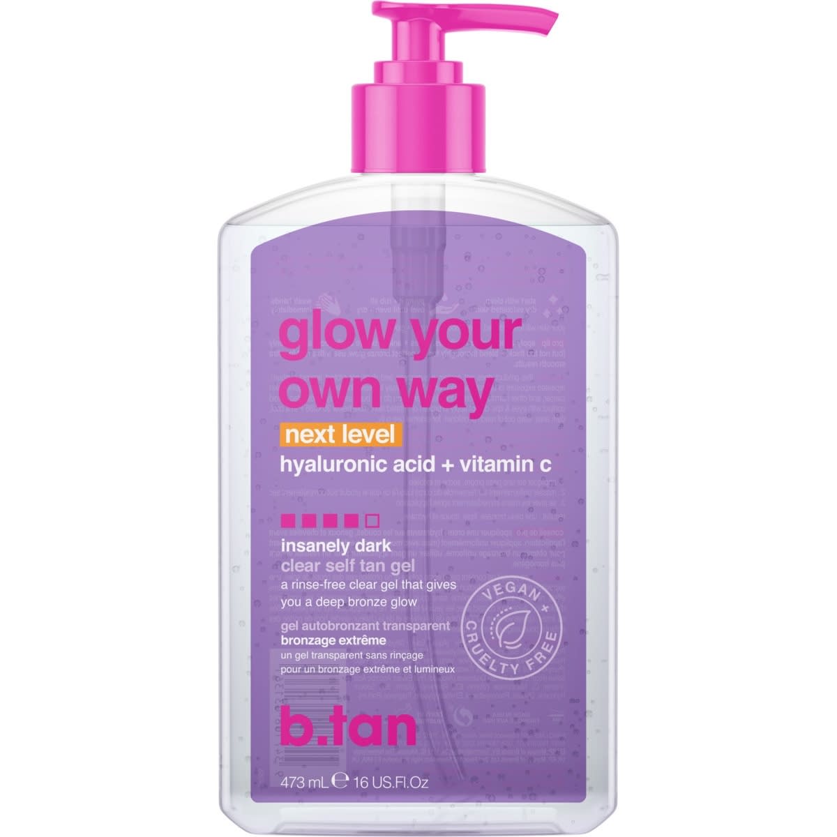 B.tan Glow Your Own Way Next Level Clear Self Tan Gel 473ml ...