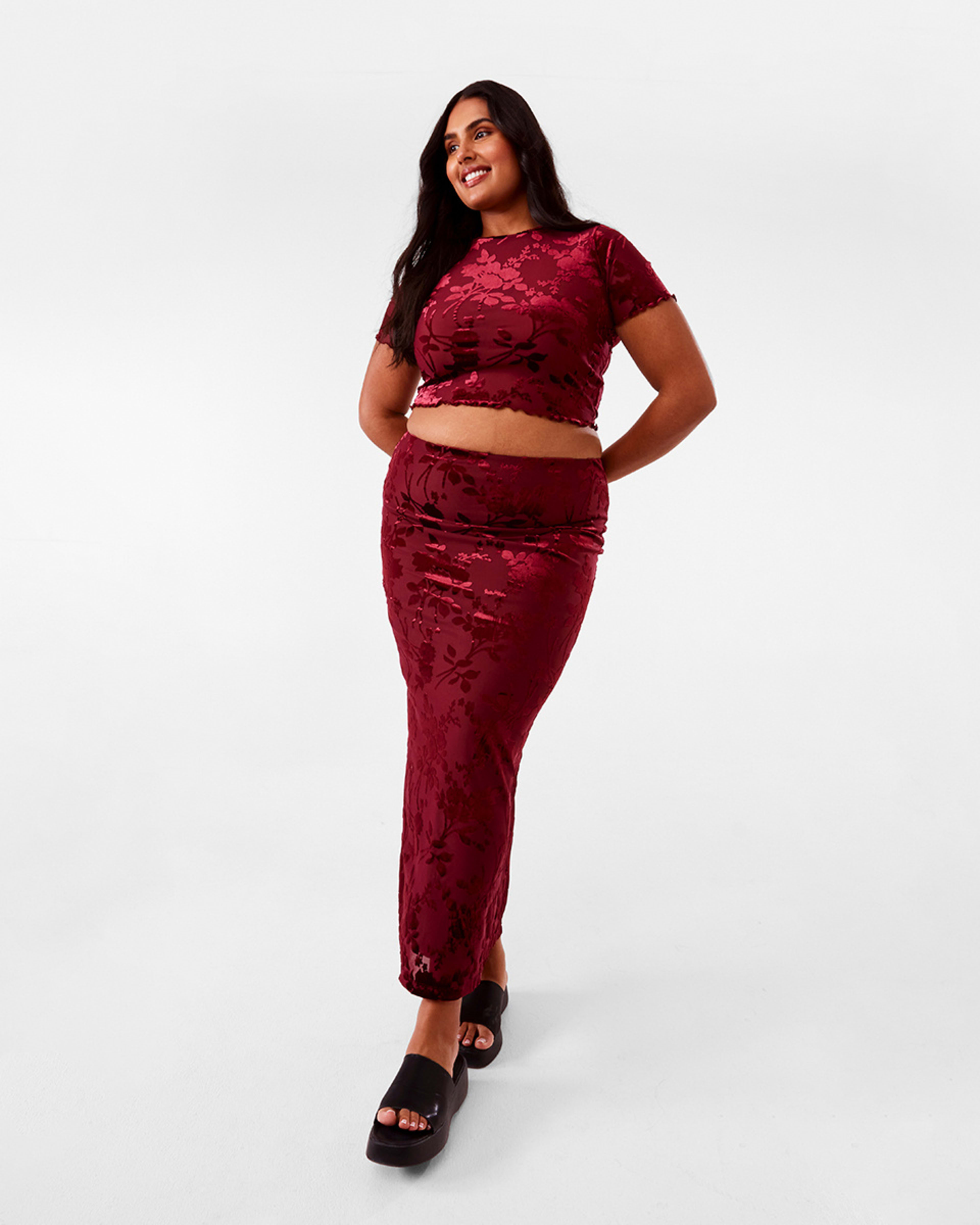 4 Burnout Maxi Skirt Cran Juice, 4 of 8