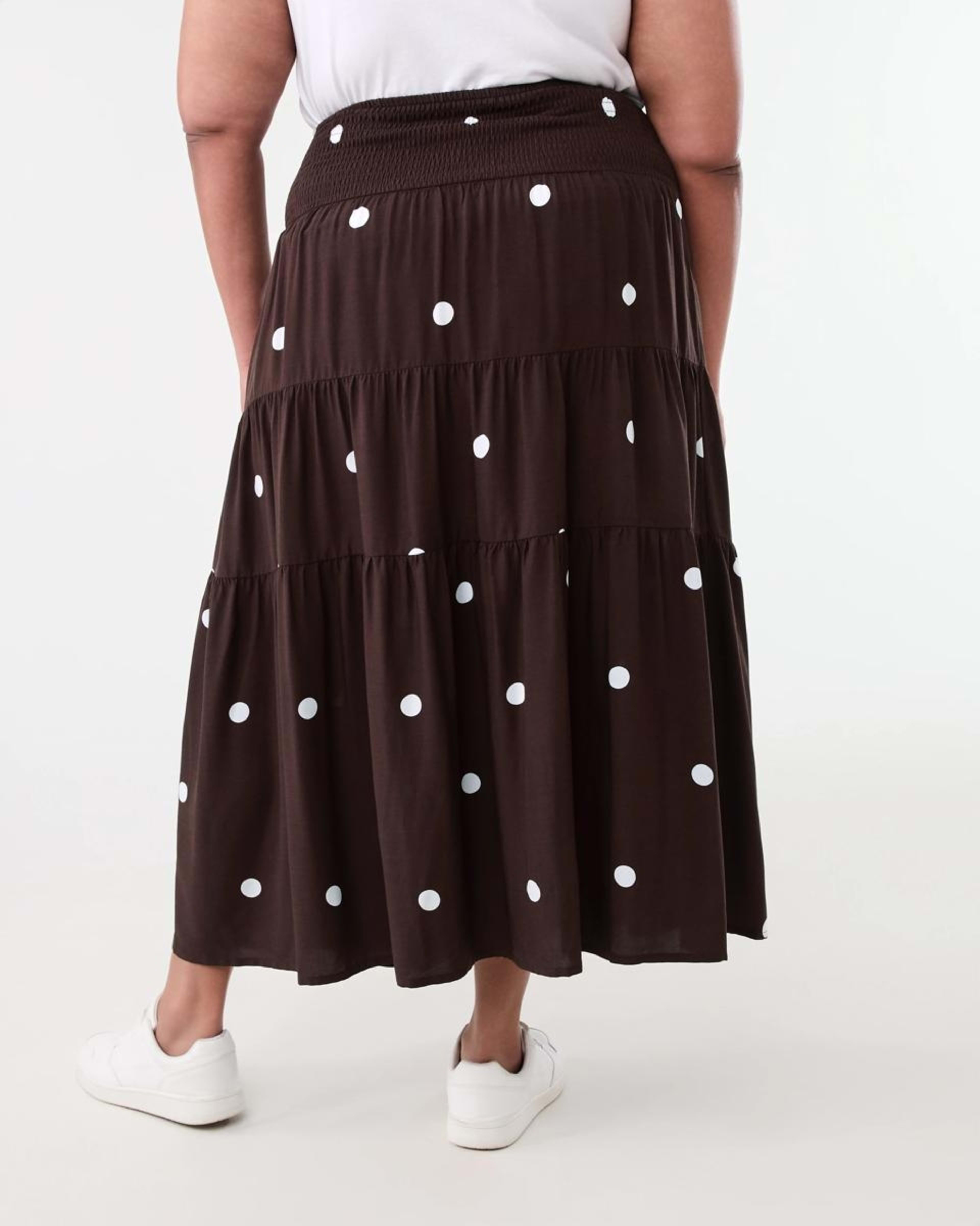 3 Curve Multi Tiered Textured Maxi Skirt Choc White, 3 of 5
