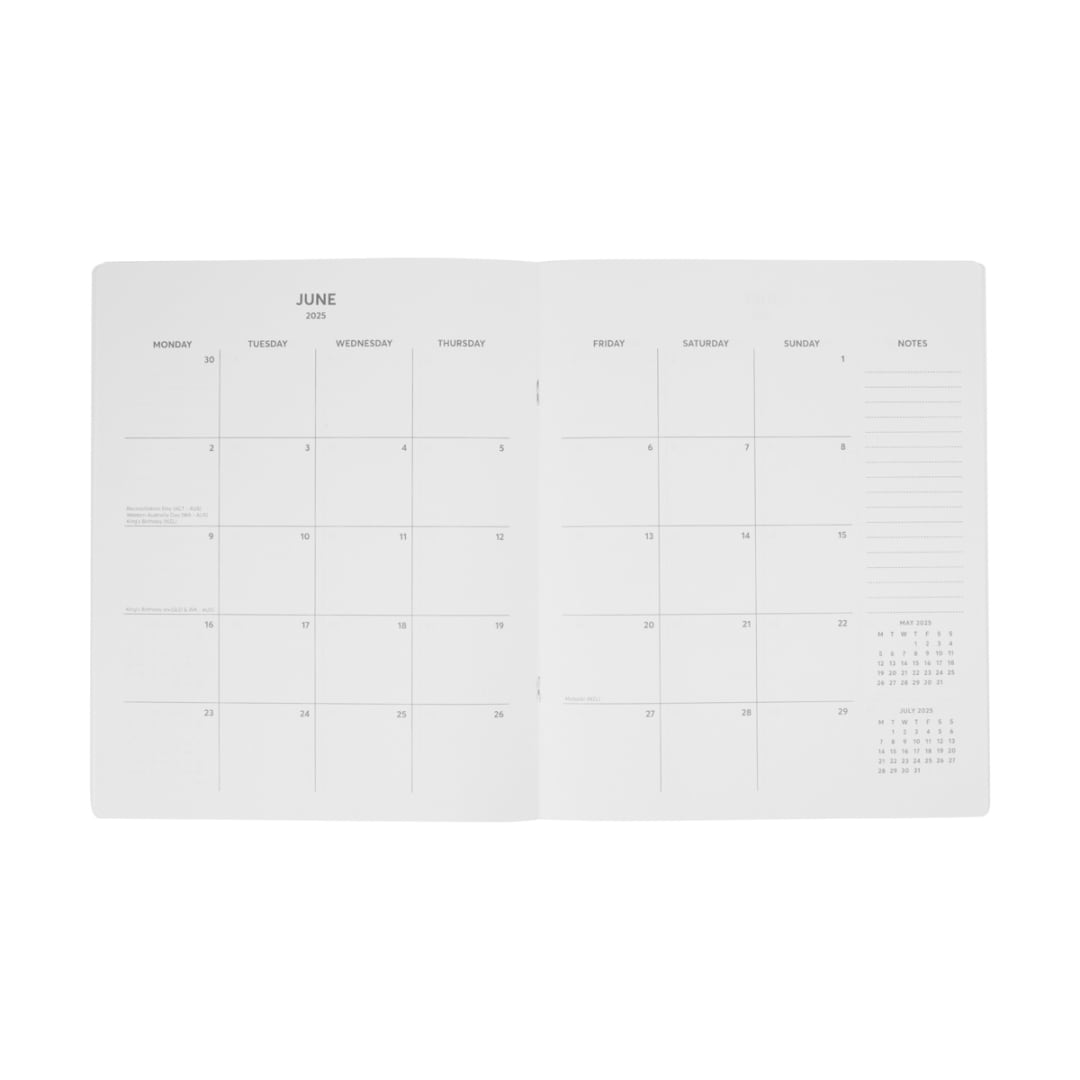 2025 Monthly Planner Diary Black Kmart NZ