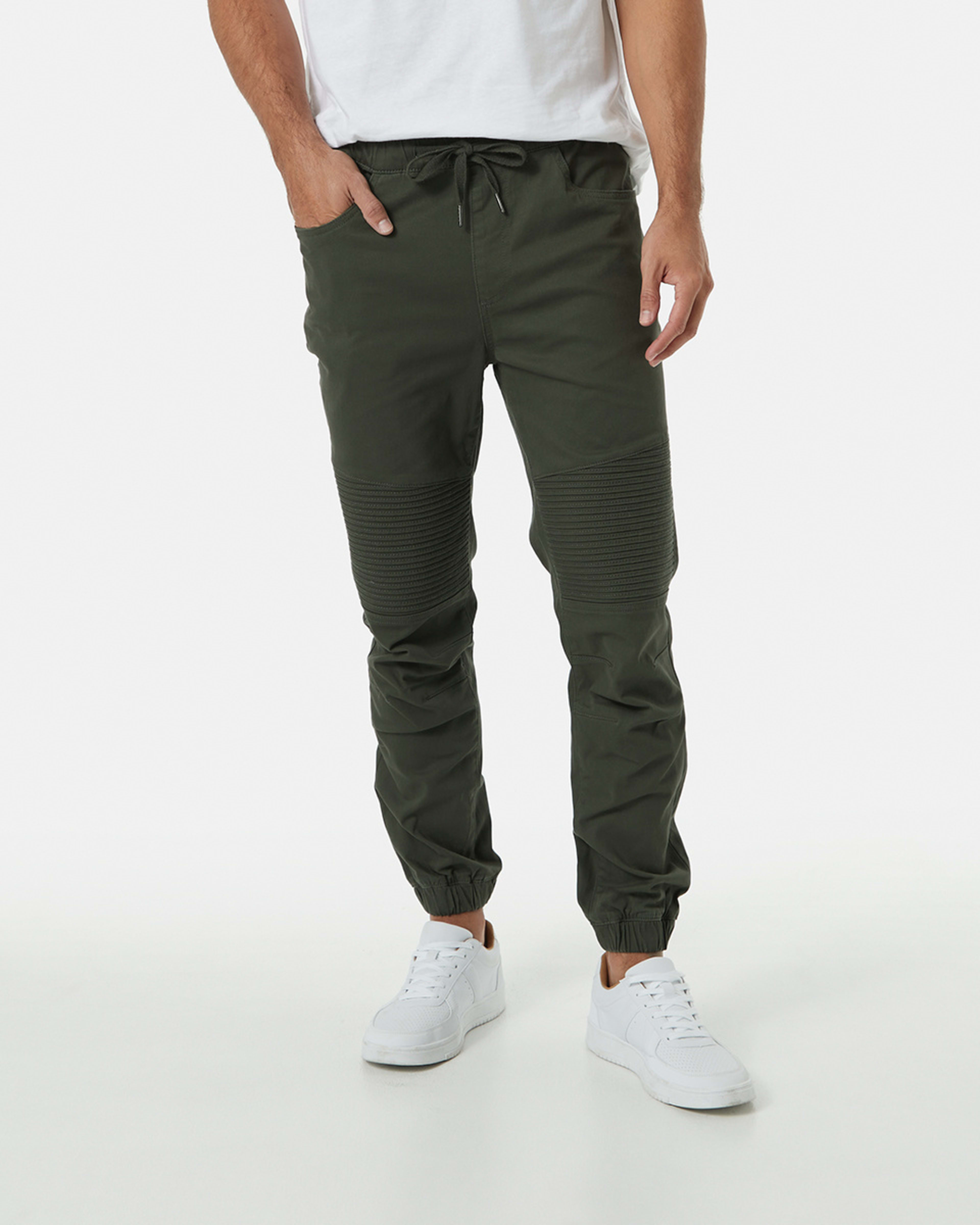 1 Elastic Waist Moto Joggers Grn Khaki, 1 of 6