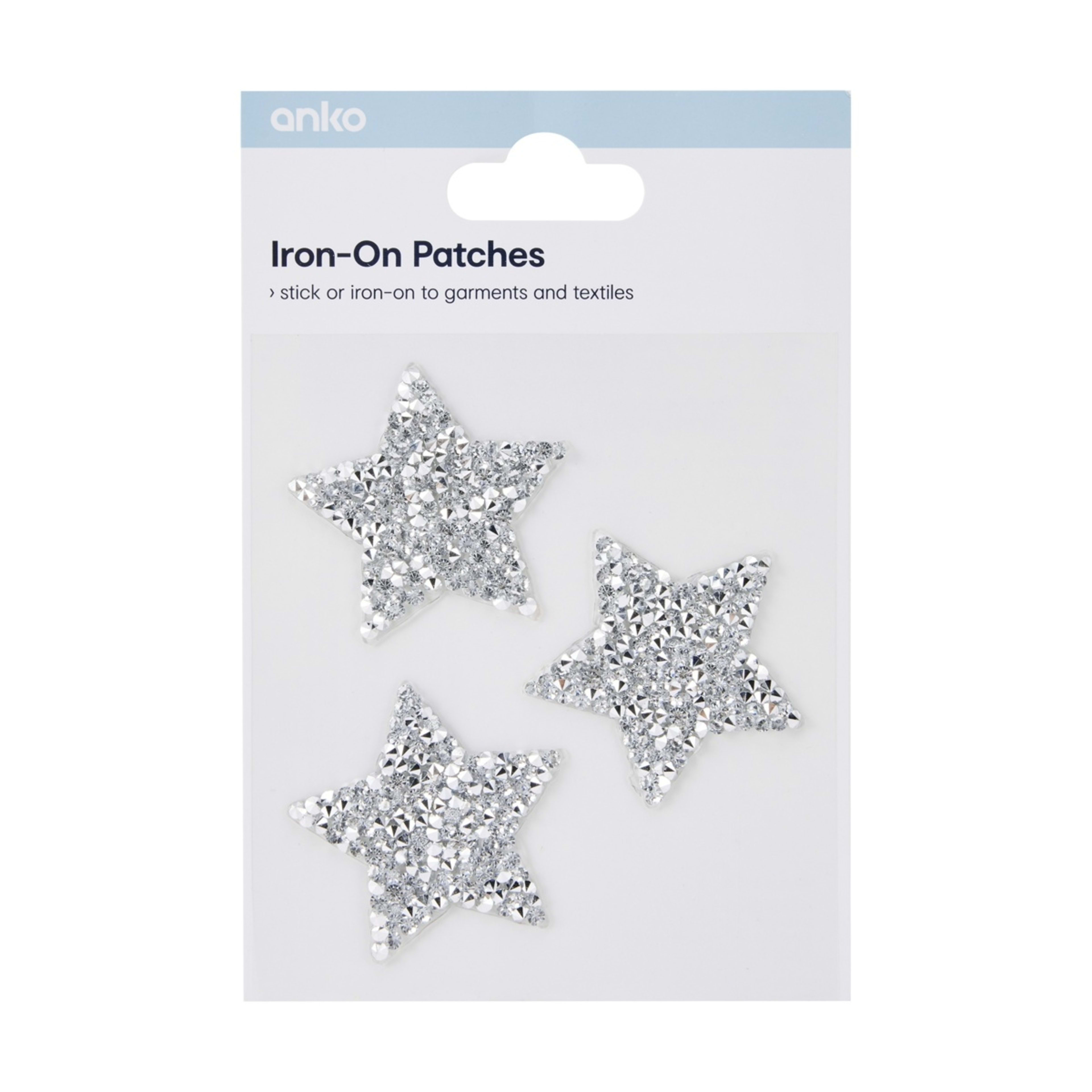 1 Iron-On Patches - Rhinestone Stars